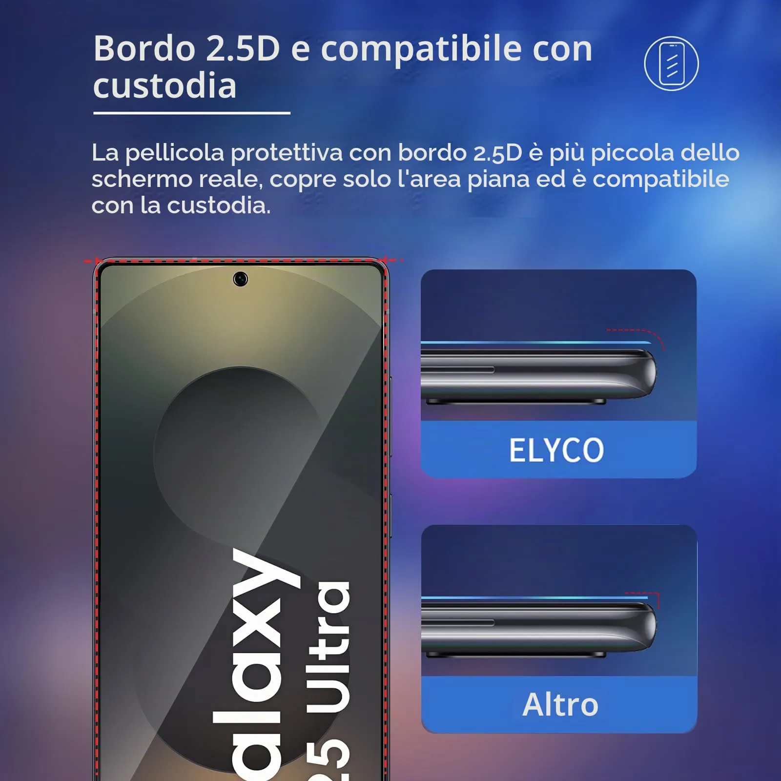 ELYCO Vetro Temperato Privacy per Samsung Galaxy S25 Ultra, 2 Pezzi - immagine 7