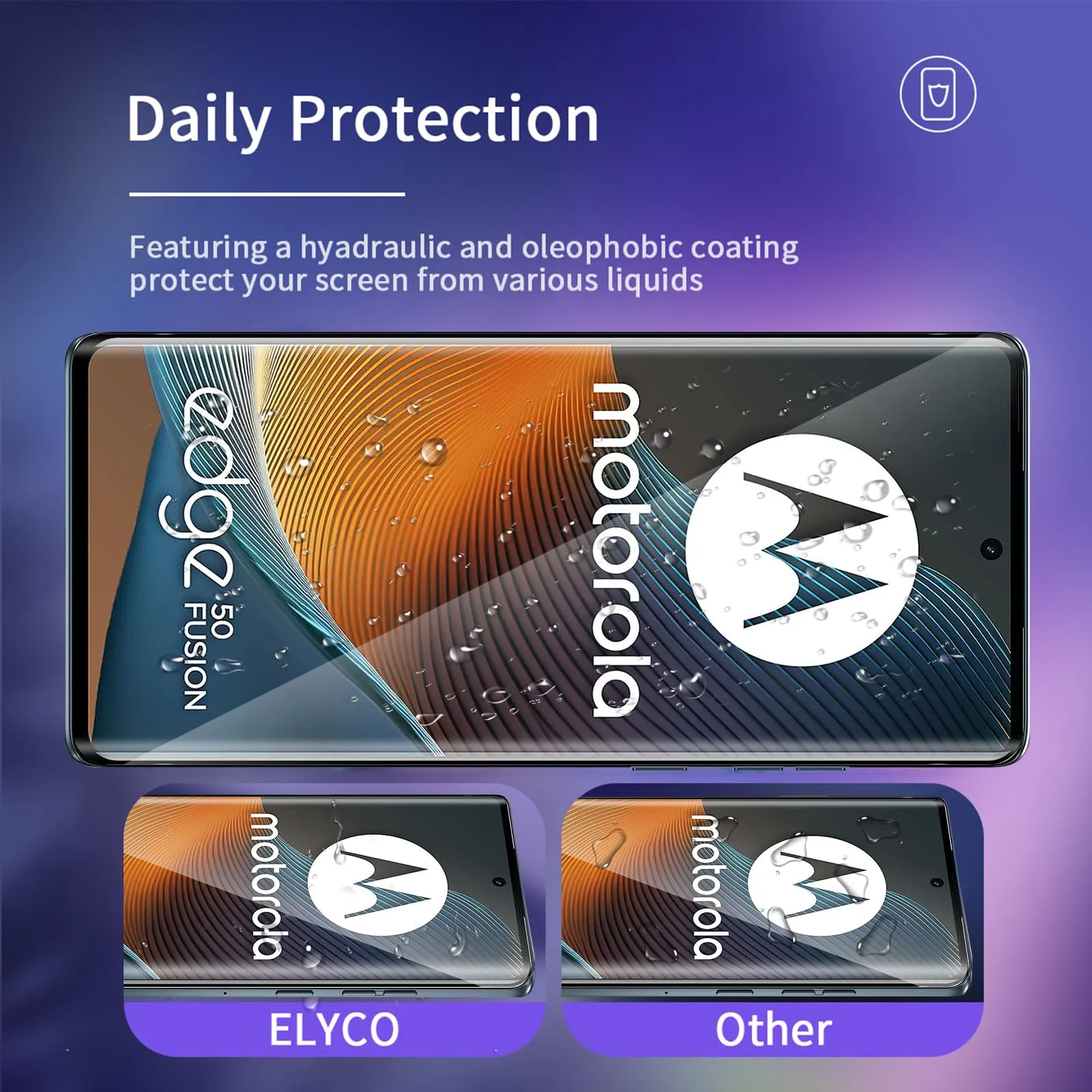 ELYCO Vetro Temperato per Motorola Moto Edge 50 Fusion, 2+2 Pezzi - immagine 2