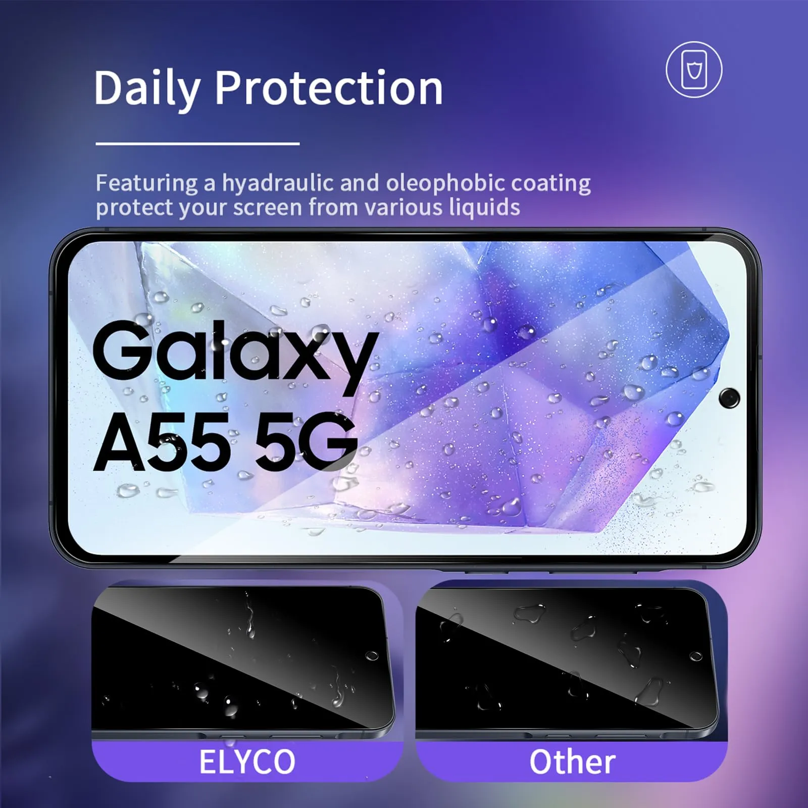 ELYCO Vetro Temperato Privacy per Samsung Galaxy A55 5G, 2+2 Pezzi - immagine 4
