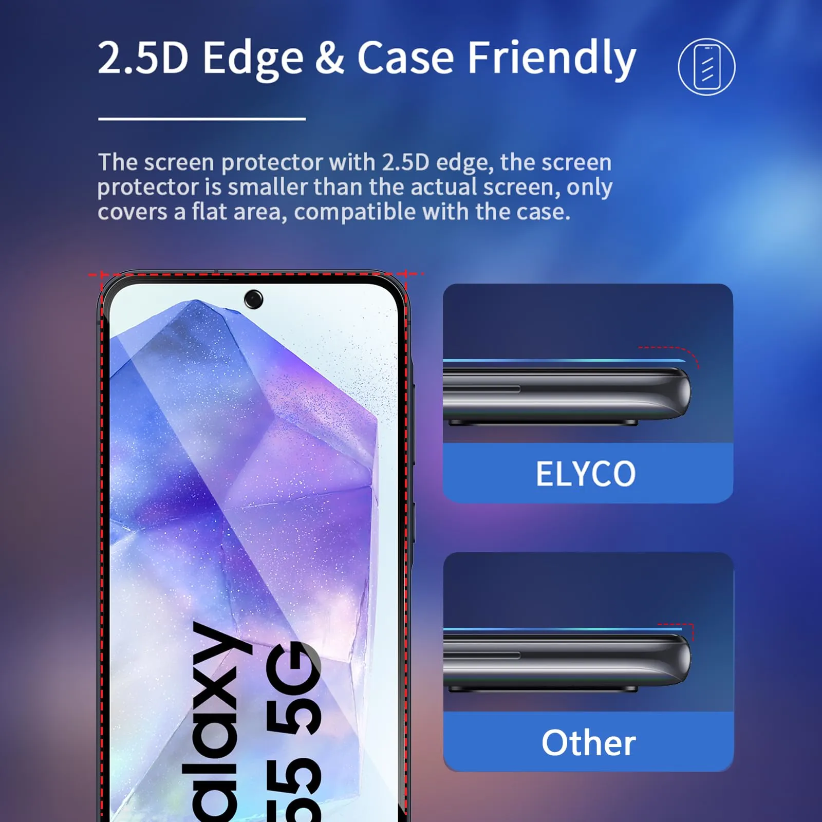ELYCO Vetro Temperato Privacy per Samsung Galaxy A55 5G, 2+2 Pezzi - immagine 7
