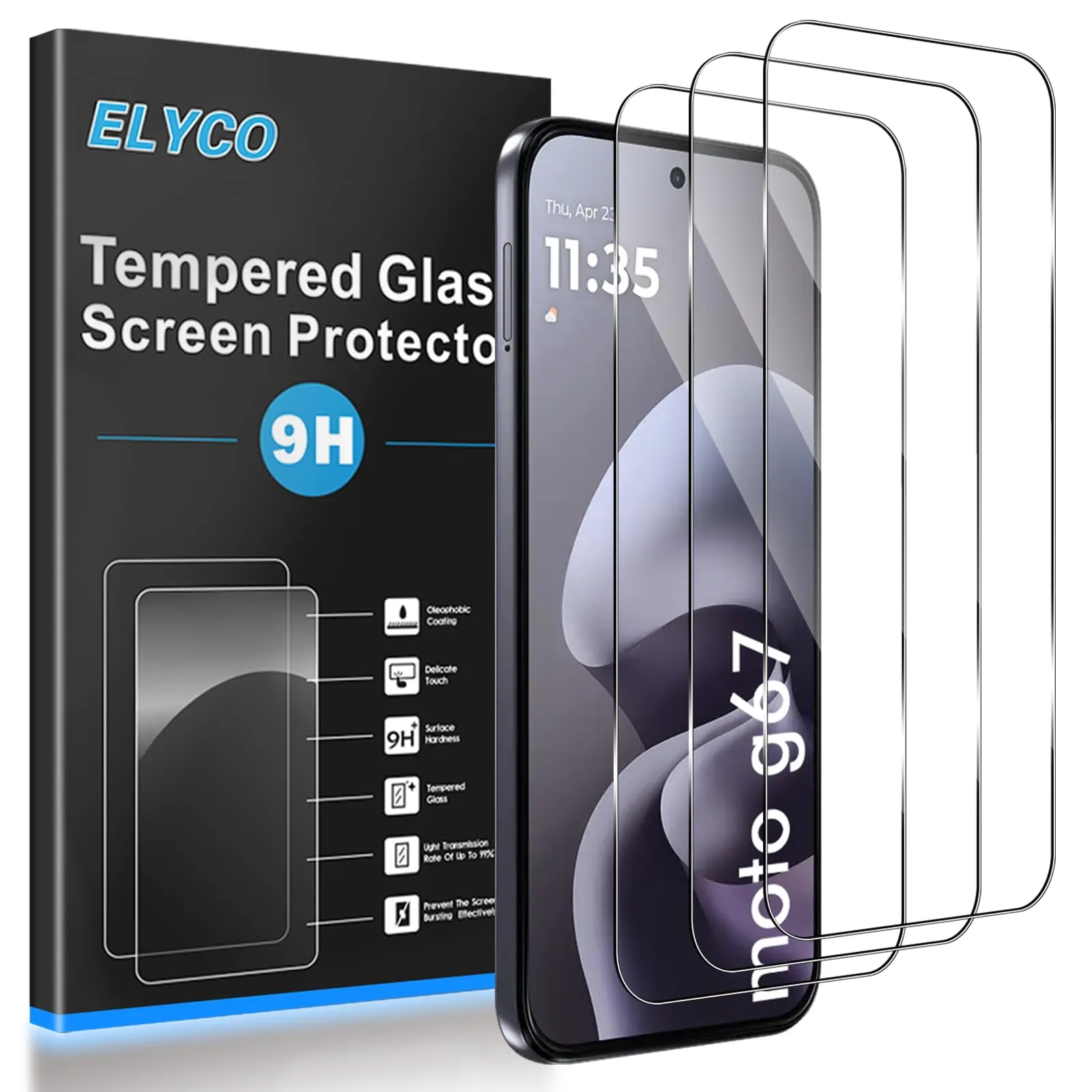 ELYCO Vetro Temperato per Motorola Moto G67/G77, 3 Pezzi - immagine 1