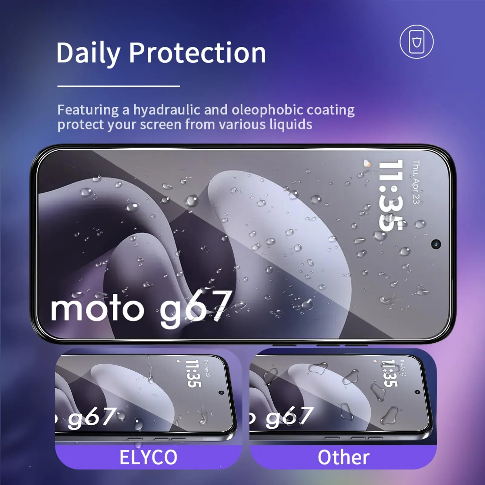 ELYCO Vetro Temperato per Motorola Moto G67/G77, 3 Pezzi - immagine 2