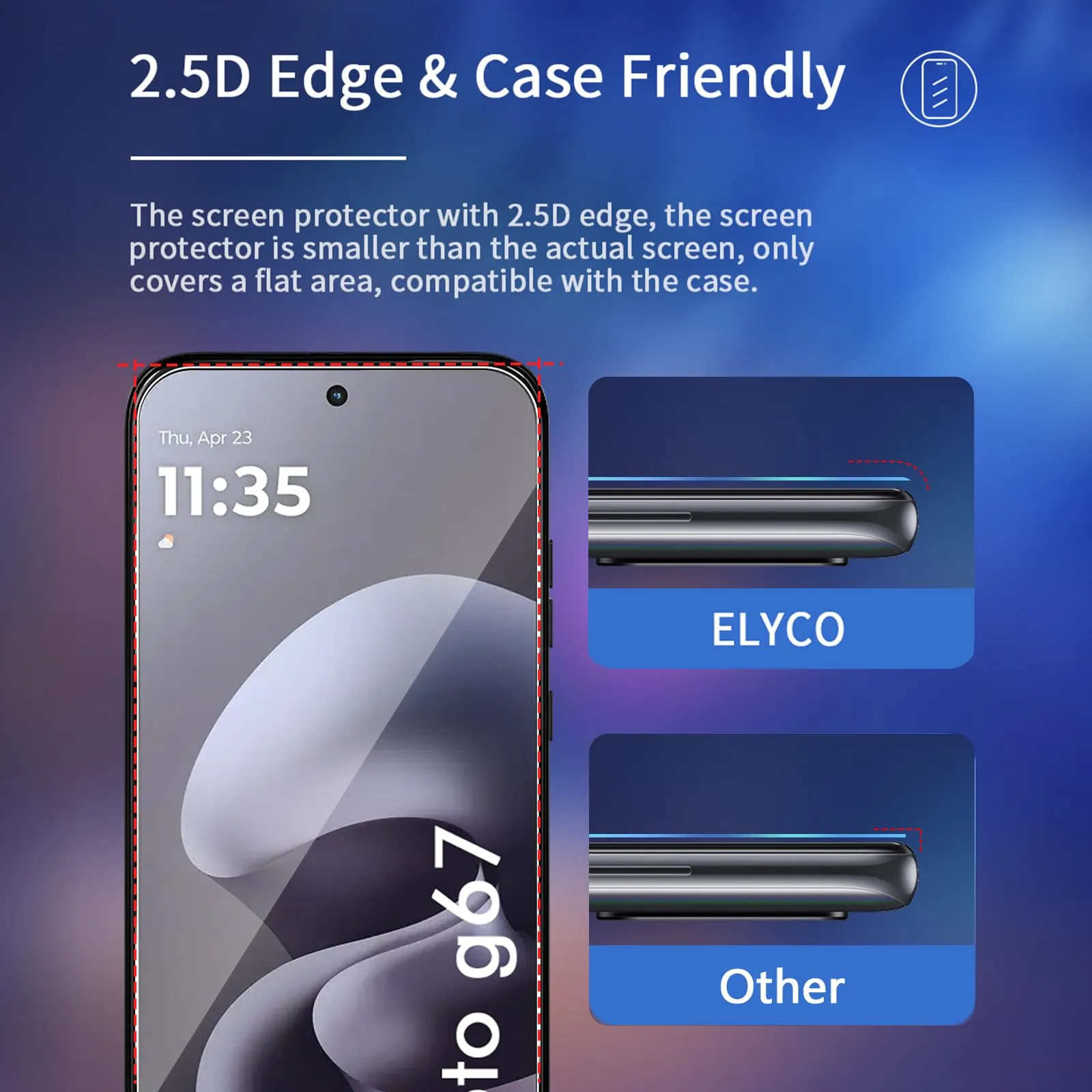 ELYCO Vetro Temperato per Motorola Moto G67/G77, 3 Pezzi - immagine 5