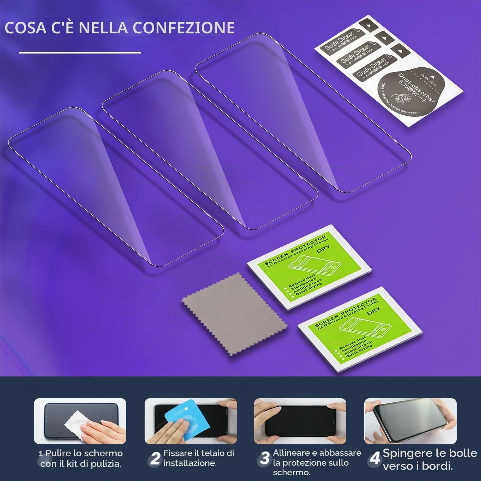 ELYCO Vetro Temperato per Motorola Moto Edge 60 Neo/50 Neo, 3 Pezzi - immagine 7