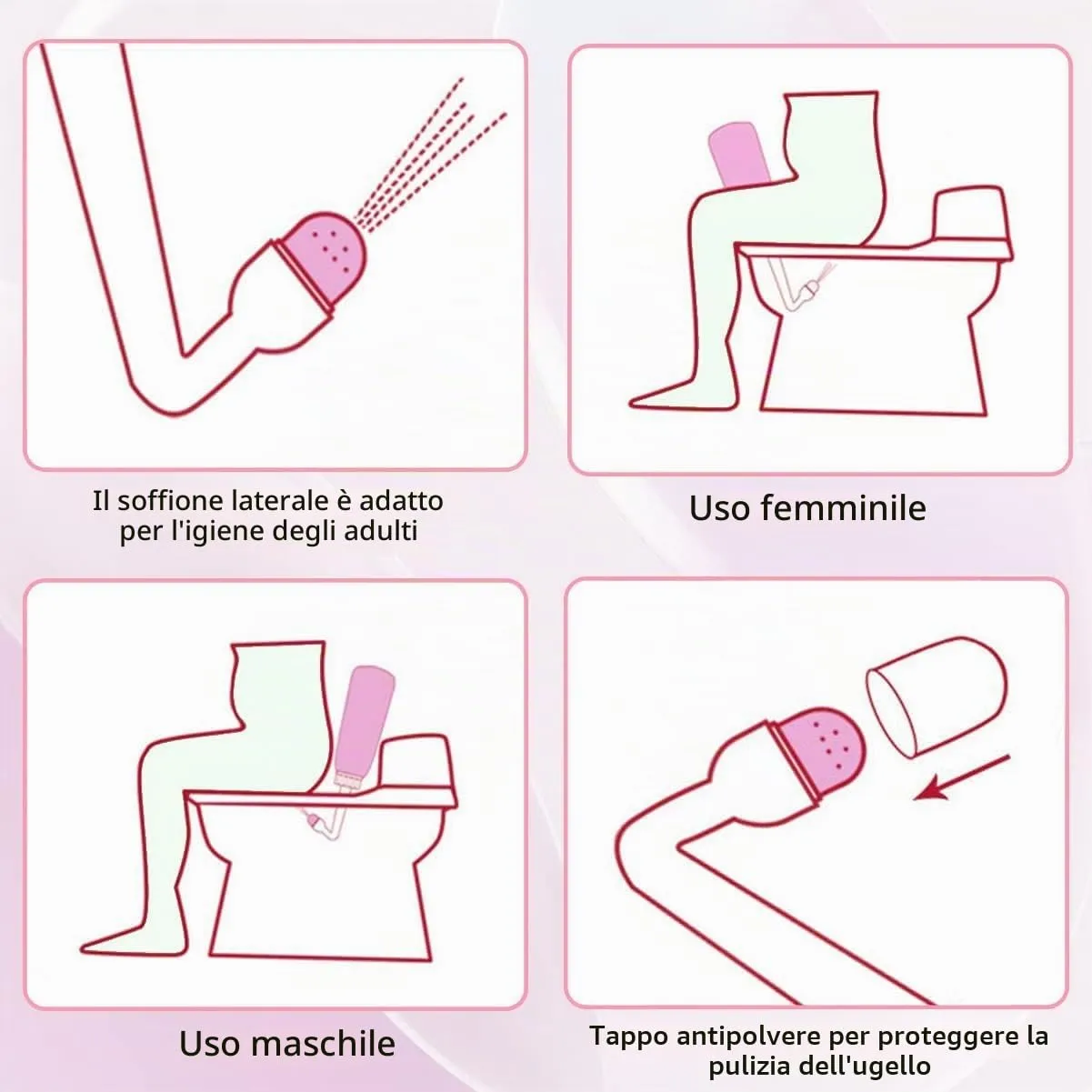 Showvigor Bidet Portatile Peri Bottle Post Partum 350ml con Borsa Impermeabile, Rosa - immagine 6