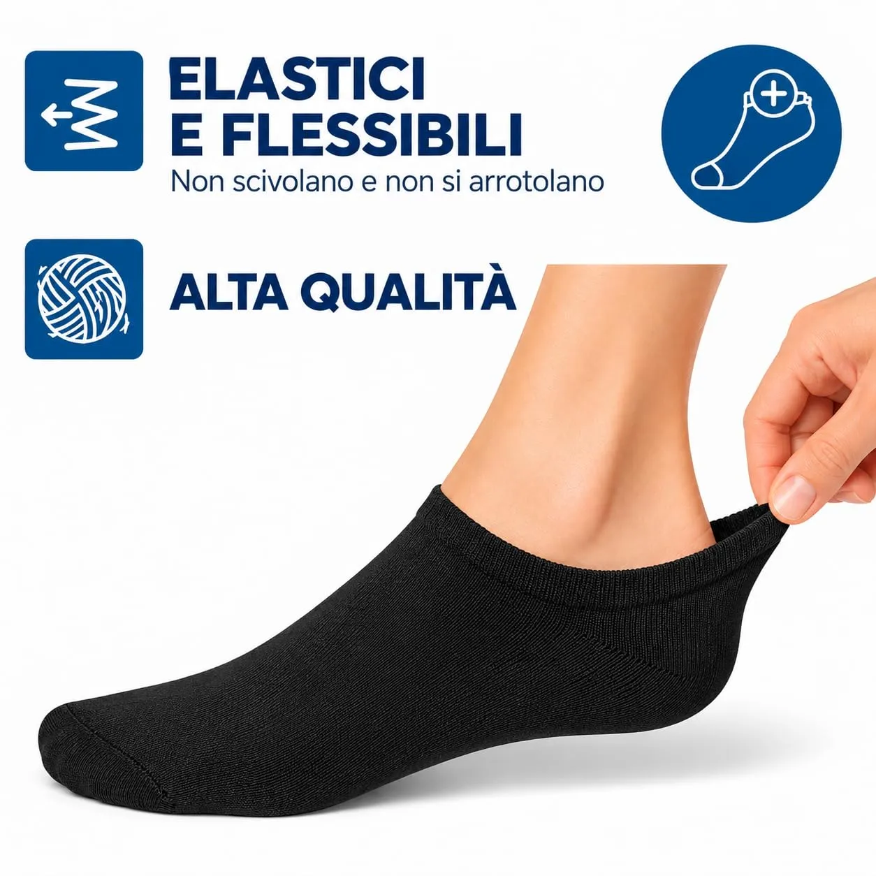 PS PROUTHS Calzini Corti Bassi Fantasmini in Cotone Unisex, 12 Paia, Nero, 40-46 - immagine 4