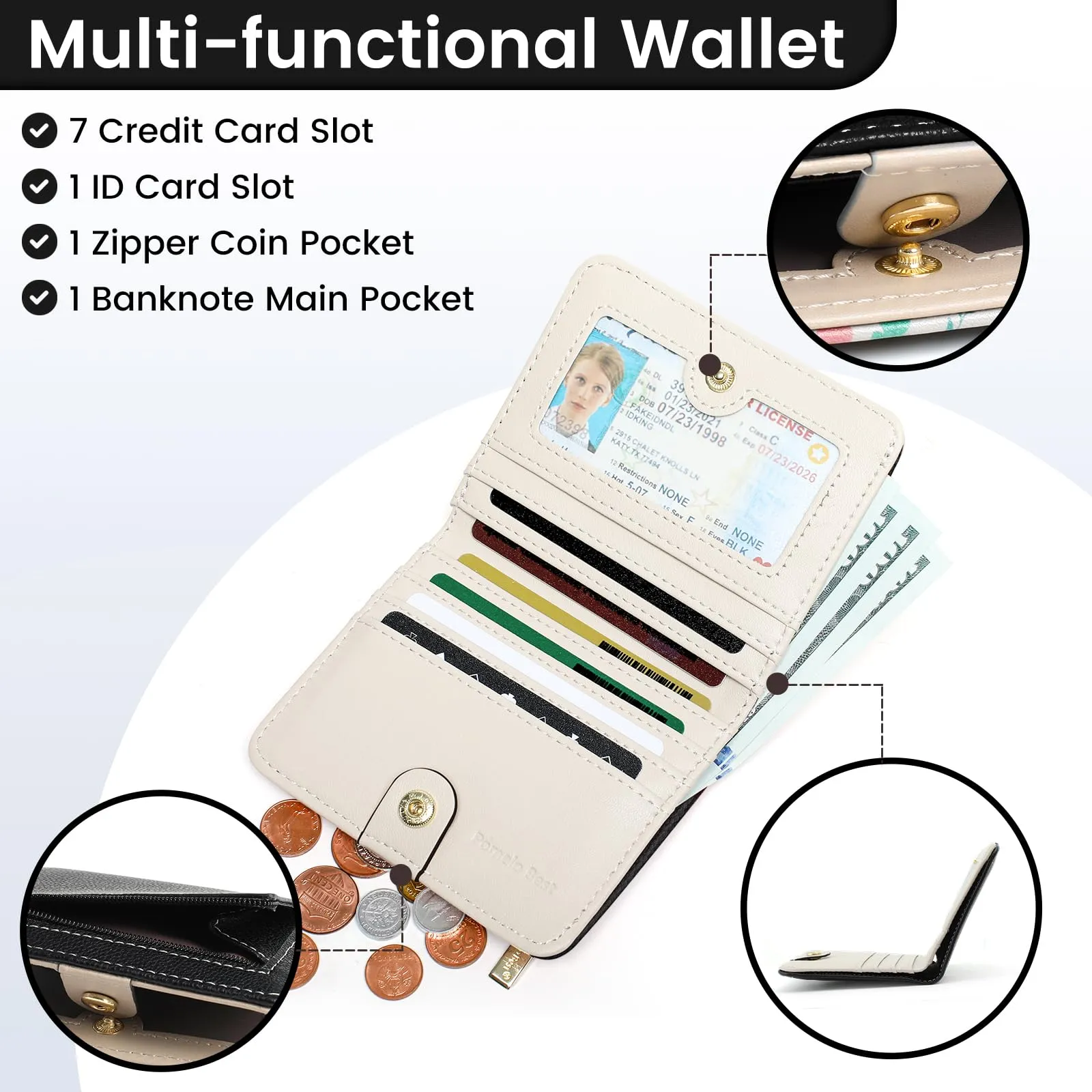 Pomelo Best Portafoglio da Donna Piccolo in Pelle PU con Blocco RFID, Nero - immagine 2