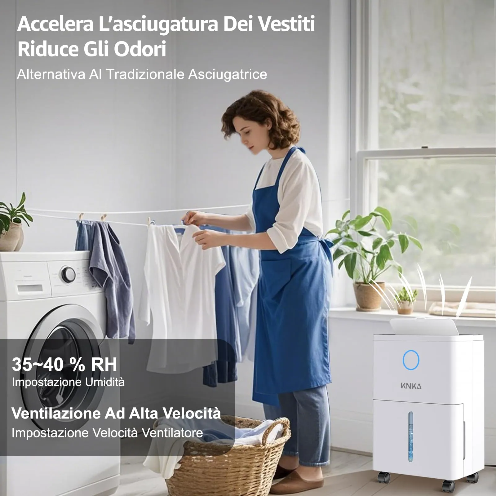 KNKA Deumidificatore Elettrico D032, 6-9 L/giorno, fino a 25 m² - immagine 4