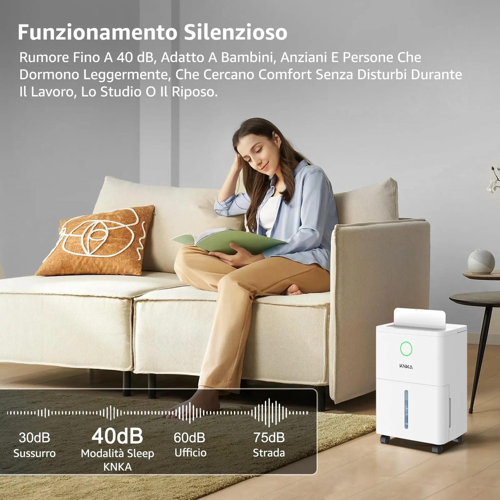 KNKA Deumidificatore Elettrico D032, 6-9 L/giorno, fino a 25 m² - immagine 5