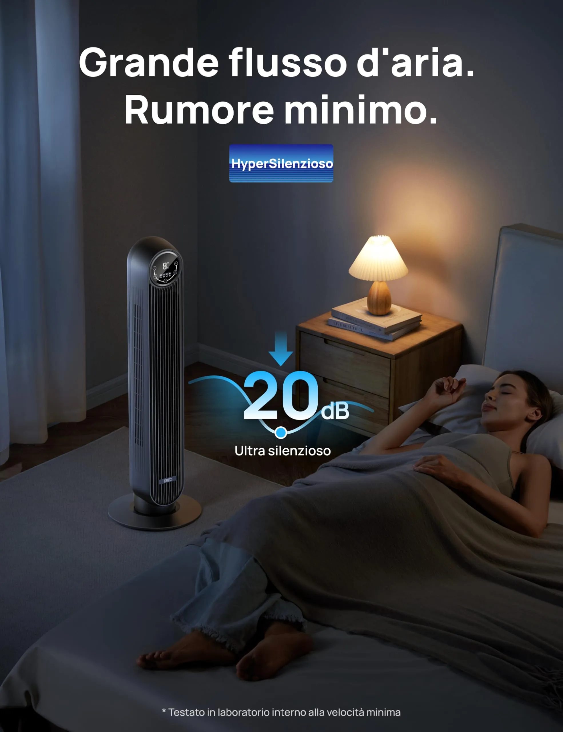 DREO Ventilatore a Torre Smart 307S, 91.44 cm, Telecomando, 4 Modalità, 4 Velocità, Oscillazione 90°, Timer 1-8h, Compatibile con Alexa, Nero - immagine 3