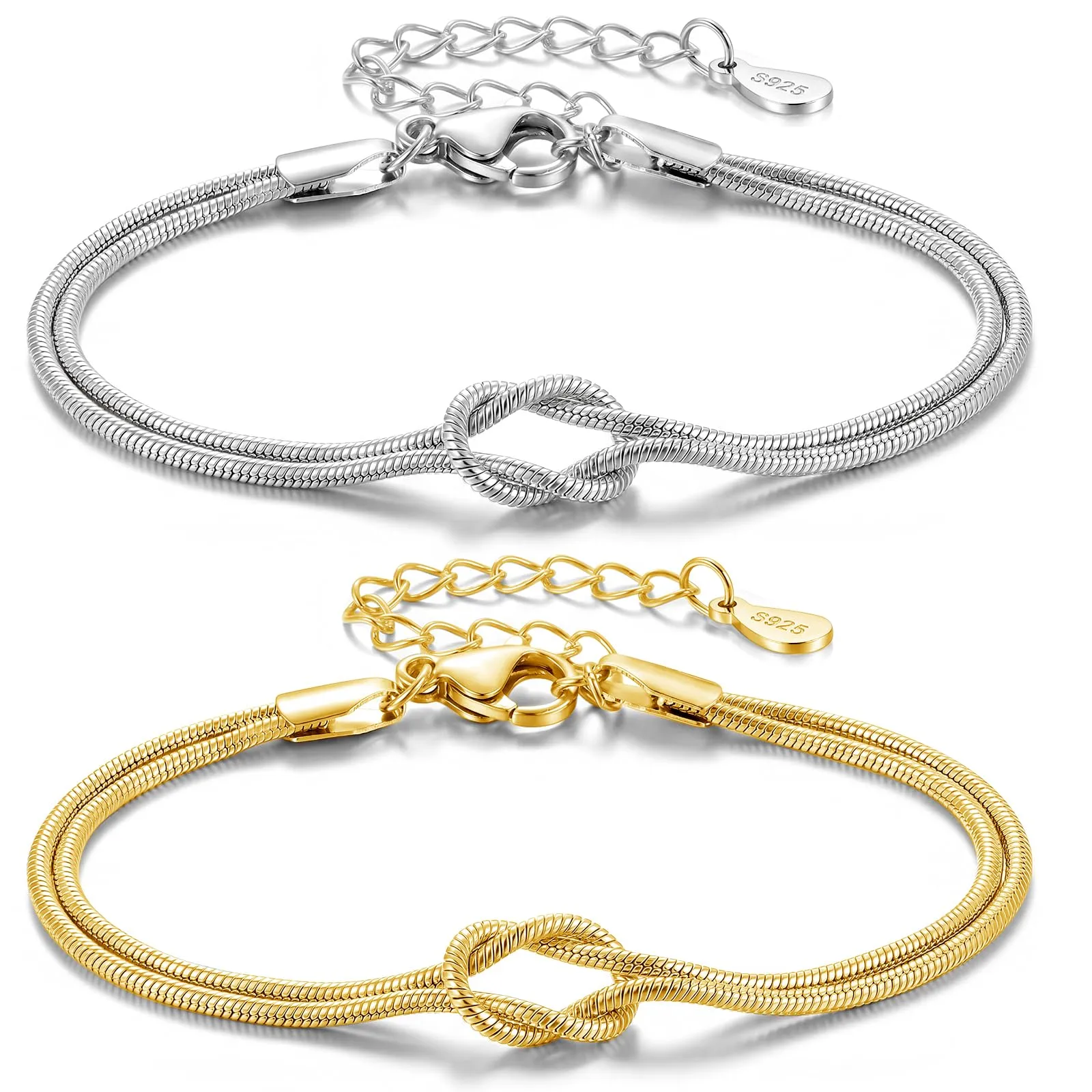J.Fée Set di 2 Bracciali Coppia in Argento 925, 21cm - immagine 1