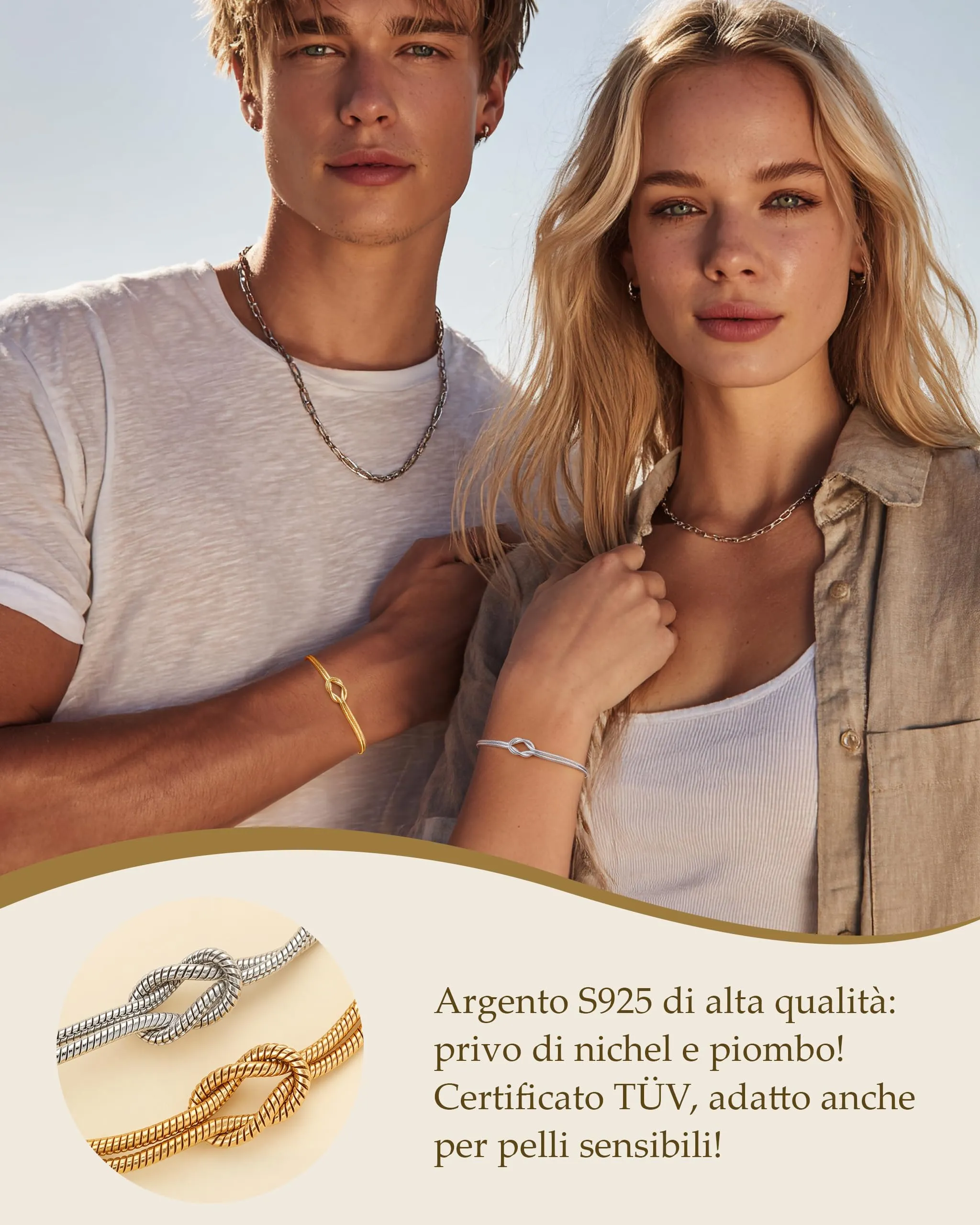 J.Fée Set di 2 Bracciali Coppia in Argento 925, 21cm - immagine 4