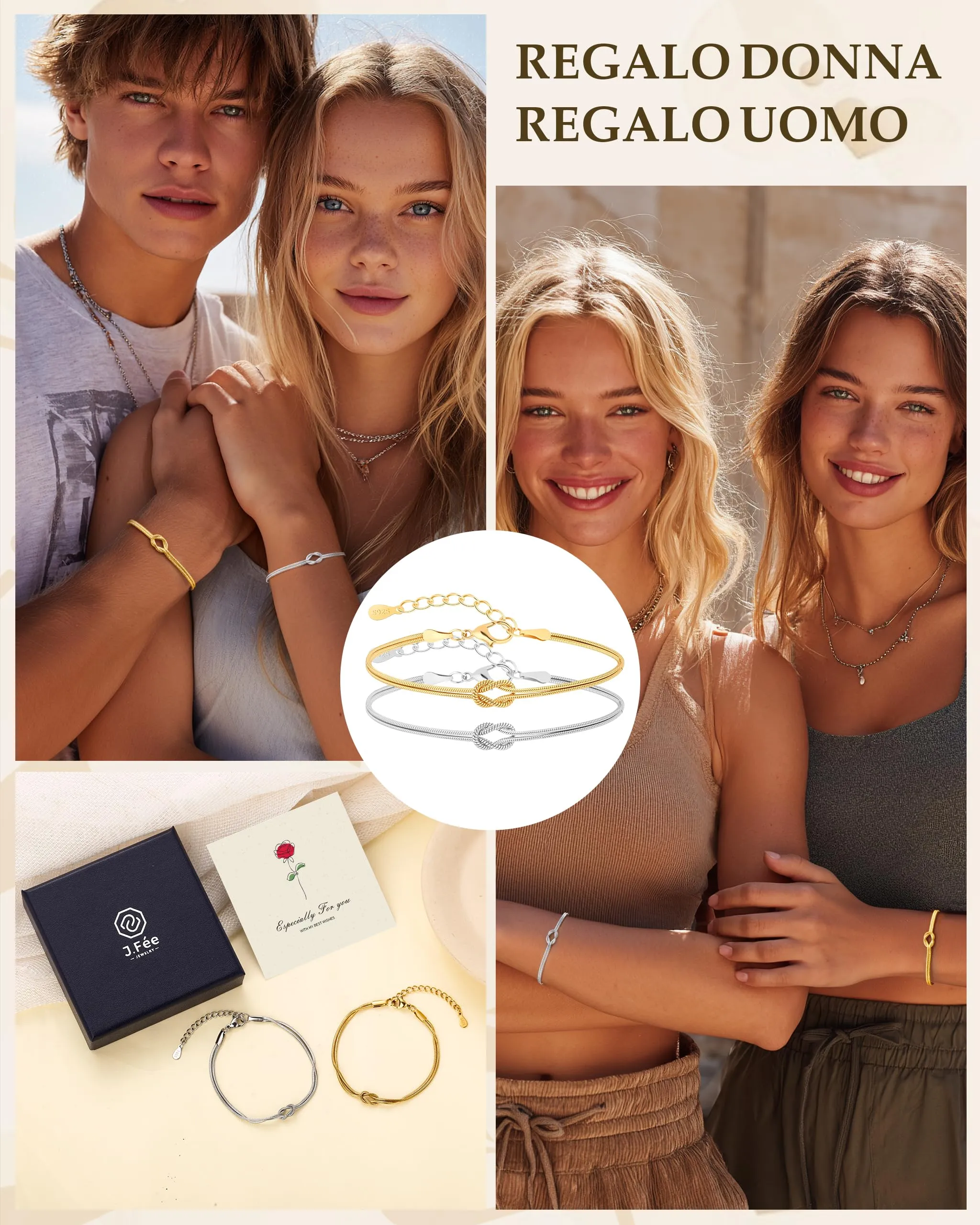 J.Fée Set di 2 Bracciali Coppia in Argento 925, 21cm - immagine 6