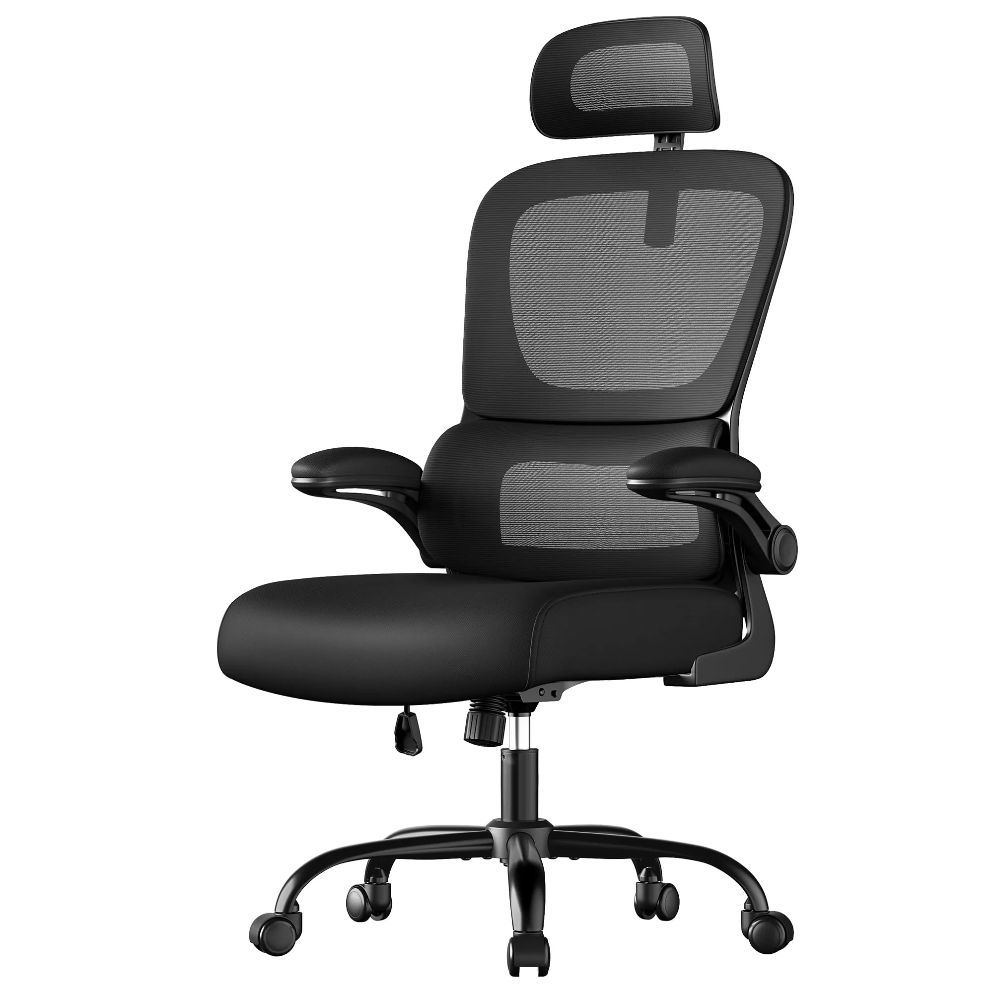 SONGMICS Sedia Ergonomica da Ufficio in Tessuto Rete a Doppio Strato con Braccioli Sollevabili e Supporto Lombare, Nero Inchiostro OBN041B01 - immagine 1