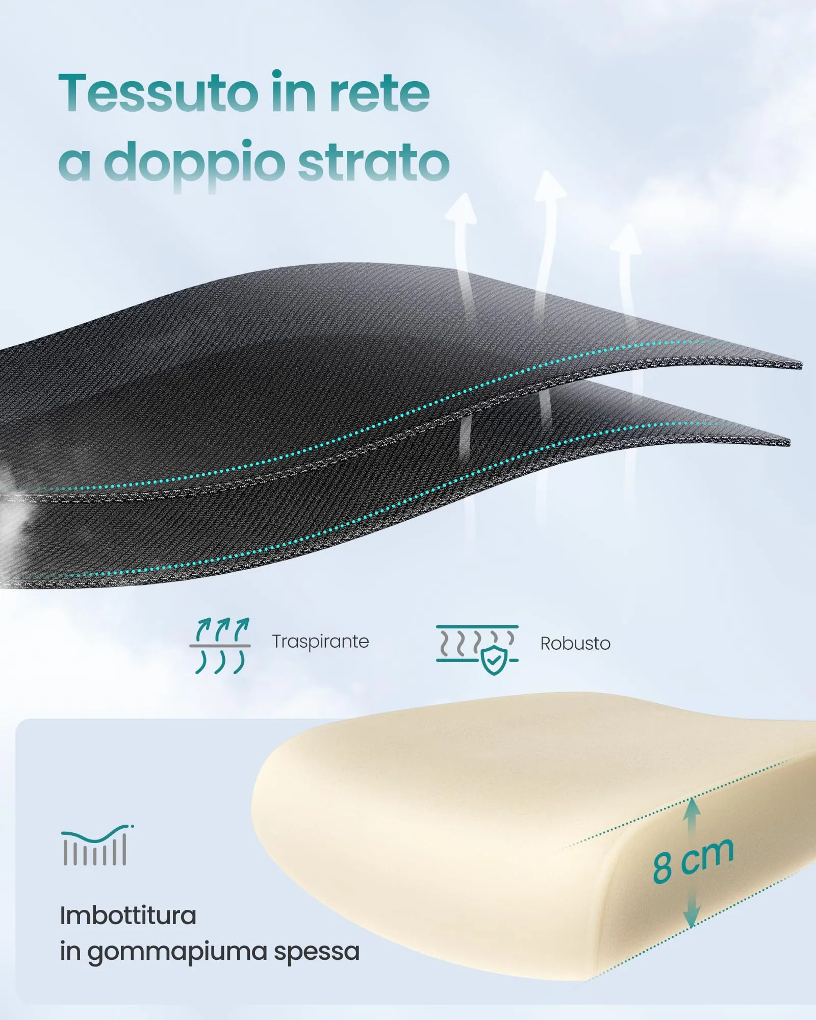 SONGMICS Sedia Ergonomica da Ufficio in Tessuto Rete a Doppio Strato con Braccioli Sollevabili e Supporto Lombare, Nero Inchiostro OBN041B01 - immagine 5