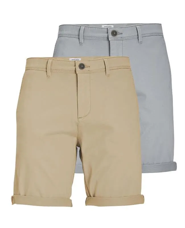Jack & Jones Men's Regular Fit Chino Shorts, Pack of 2 (Ultimate Grey/Crockery), M - immagine 1