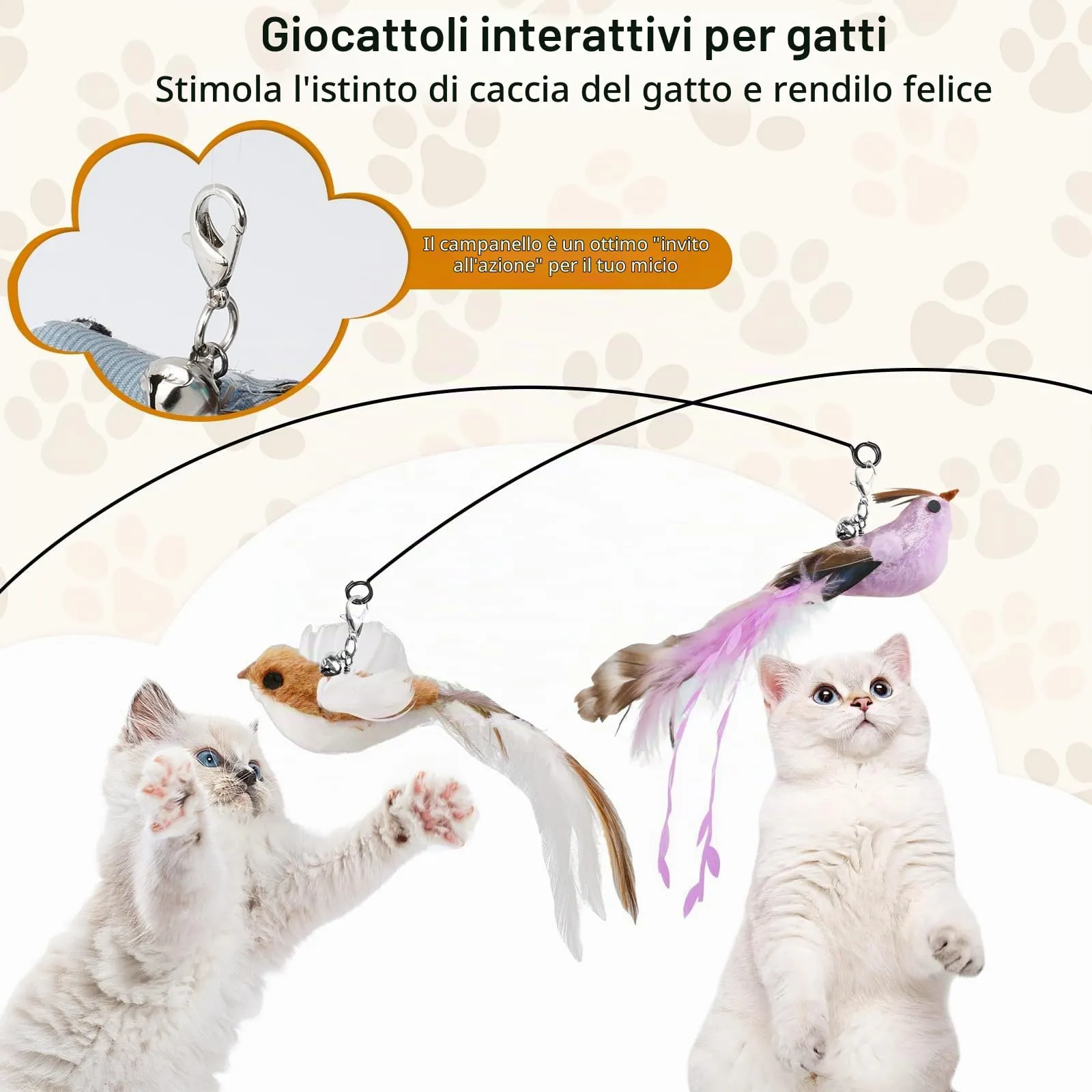AiQInu Gioco Interattivo per Gatti, Set da 12 Pezzi con Ventosa e 2 Canne da Pesca - immagine 2