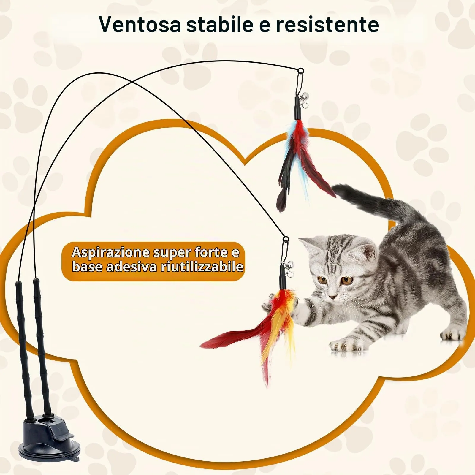AiQInu Gioco Interattivo per Gatti, Set da 12 Pezzi con Ventosa e 2 Canne da Pesca - immagine 4