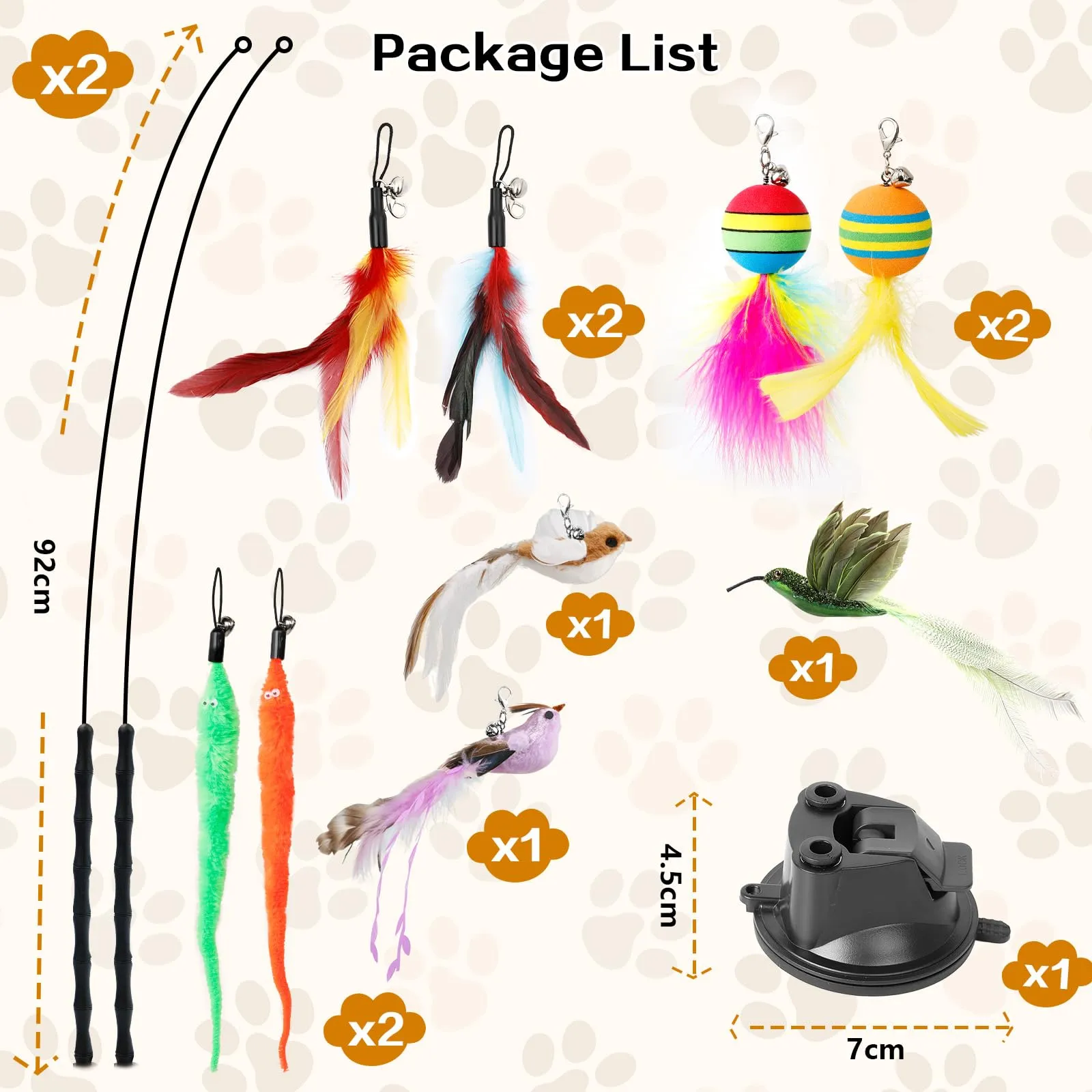 AiQInu Gioco Interattivo per Gatti, Set da 12 Pezzi con Ventosa e 2 Canne da Pesca - immagine 5