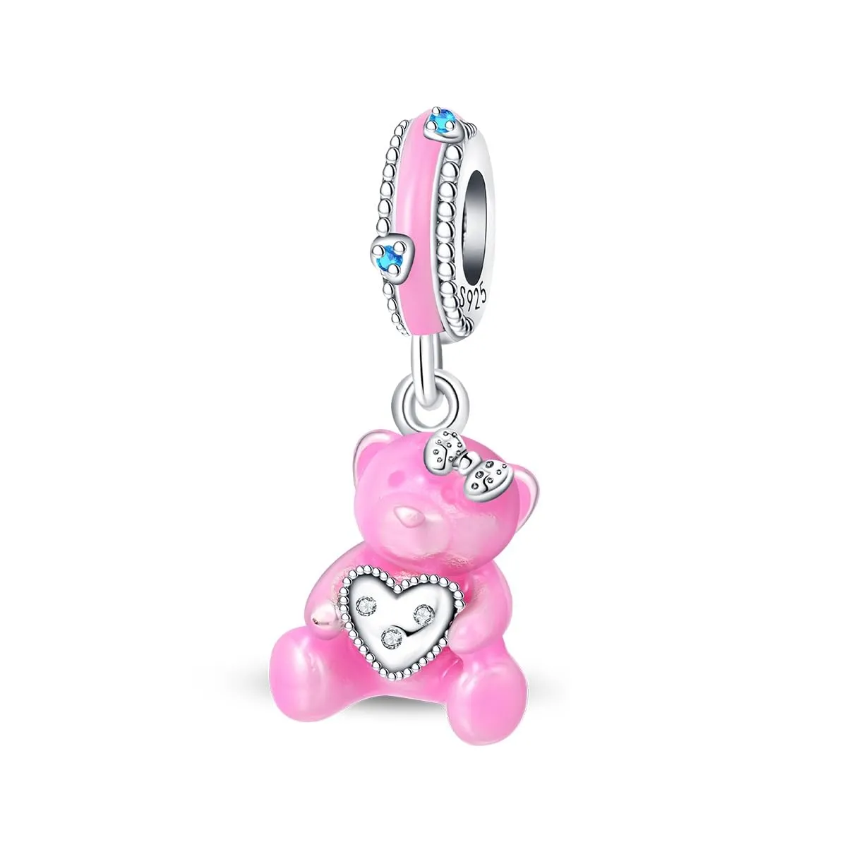Pandach Bead Charm Ciondolo Argento Sterling 925 con Cubic Zirconia per Braccialetti e Collane Europei - immagine 1