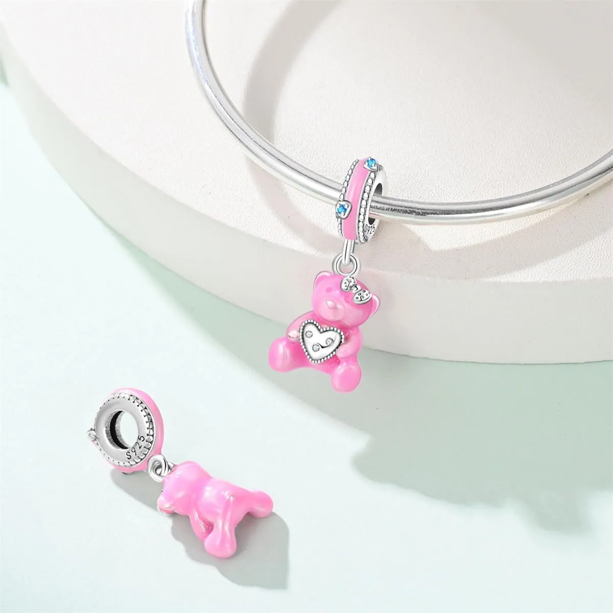 Pandach Bead Charm Ciondolo Argento Sterling 925 con Cubic Zirconia per Braccialetti e Collane Europei - immagine 2