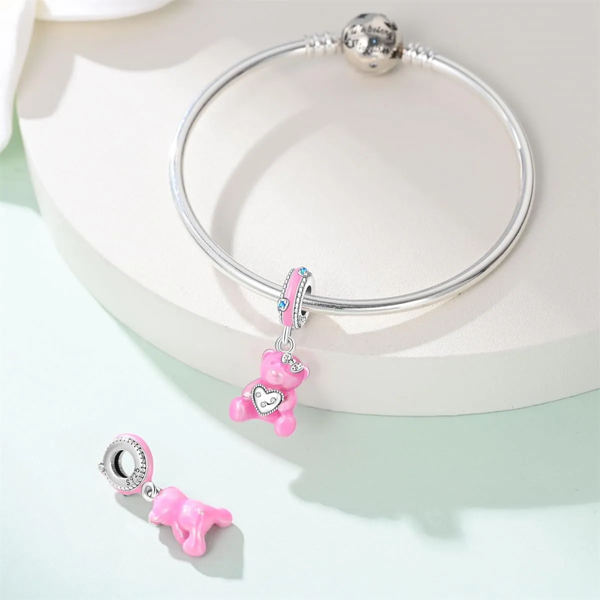 Pandach Bead Charm Ciondolo Argento Sterling 925 con Cubic Zirconia per Braccialetti e Collane Europei - immagine 3