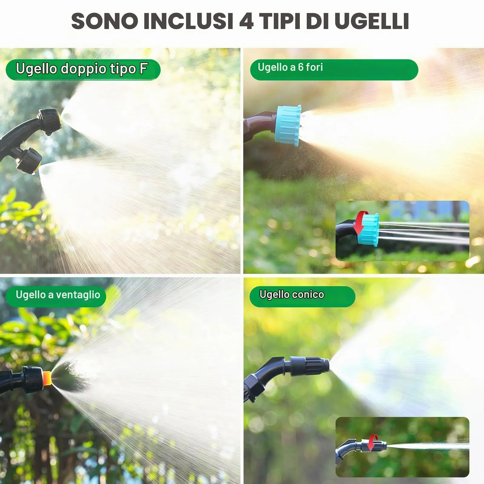 SYLSTAR Pompa Irroratrice a Batteria 5L, 3 Velocità, 7.4V con Indicatore di Batteria e 4 Ugelli Regolabili (Verde) - immagine 5