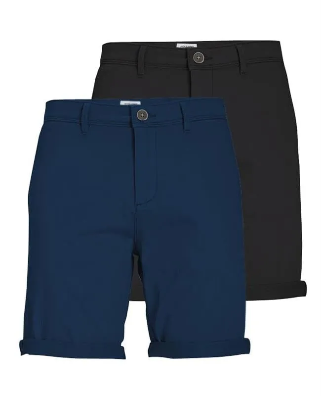 Jack & Jones Cinese Shorts Regular Fit, Pack of 2 (Badge Blue/Black), S - immagine 1