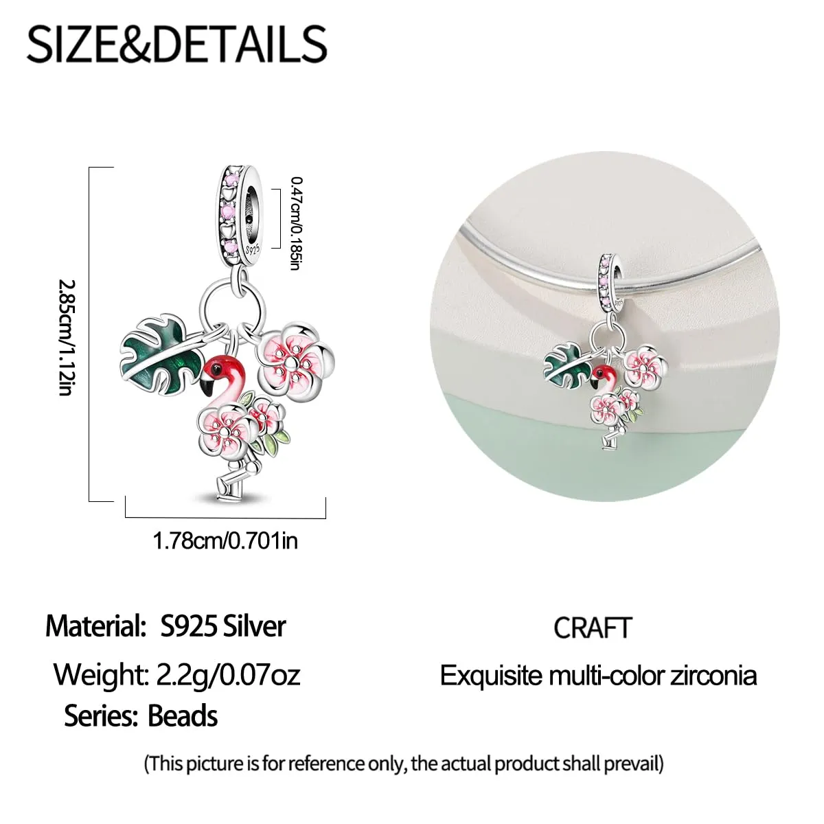 KUNSIR Ciondolo in Argento Sterling 925 e Cubic Zirconia per Braccialetti e Collane Europei - immagine 5