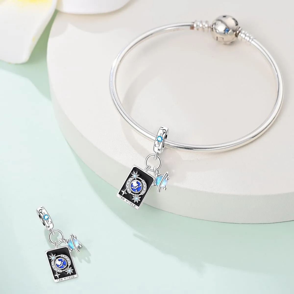 Pandach Bead Charm Ciondolo Argento Sterling 925 con Cubic Zirconia per Braccialetti e Collane Europee - immagine 3