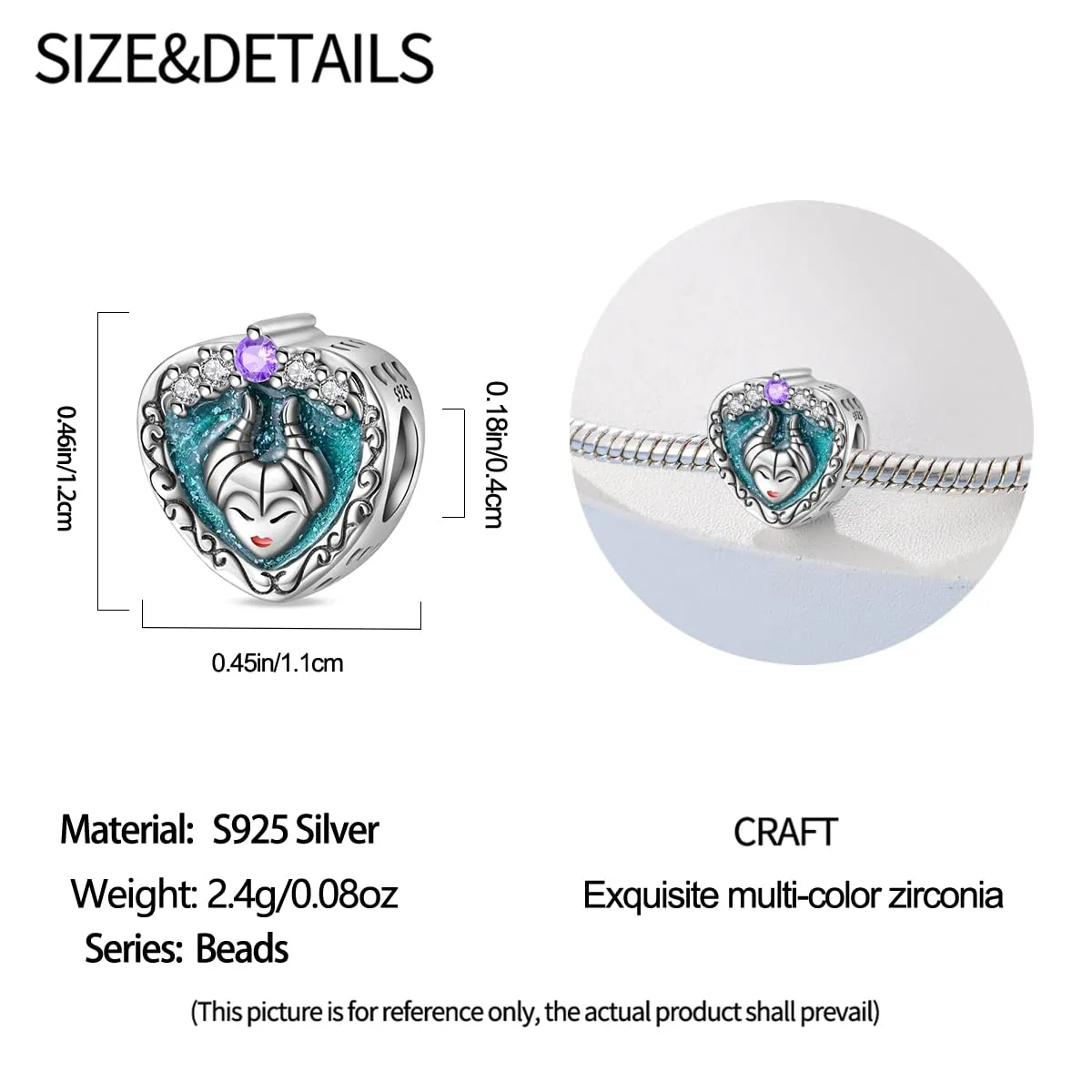 Pandach Bead Charm in Argento Sterling 925 con Cubic Zirconia per Braccialetti e Collane Europei - immagine 5