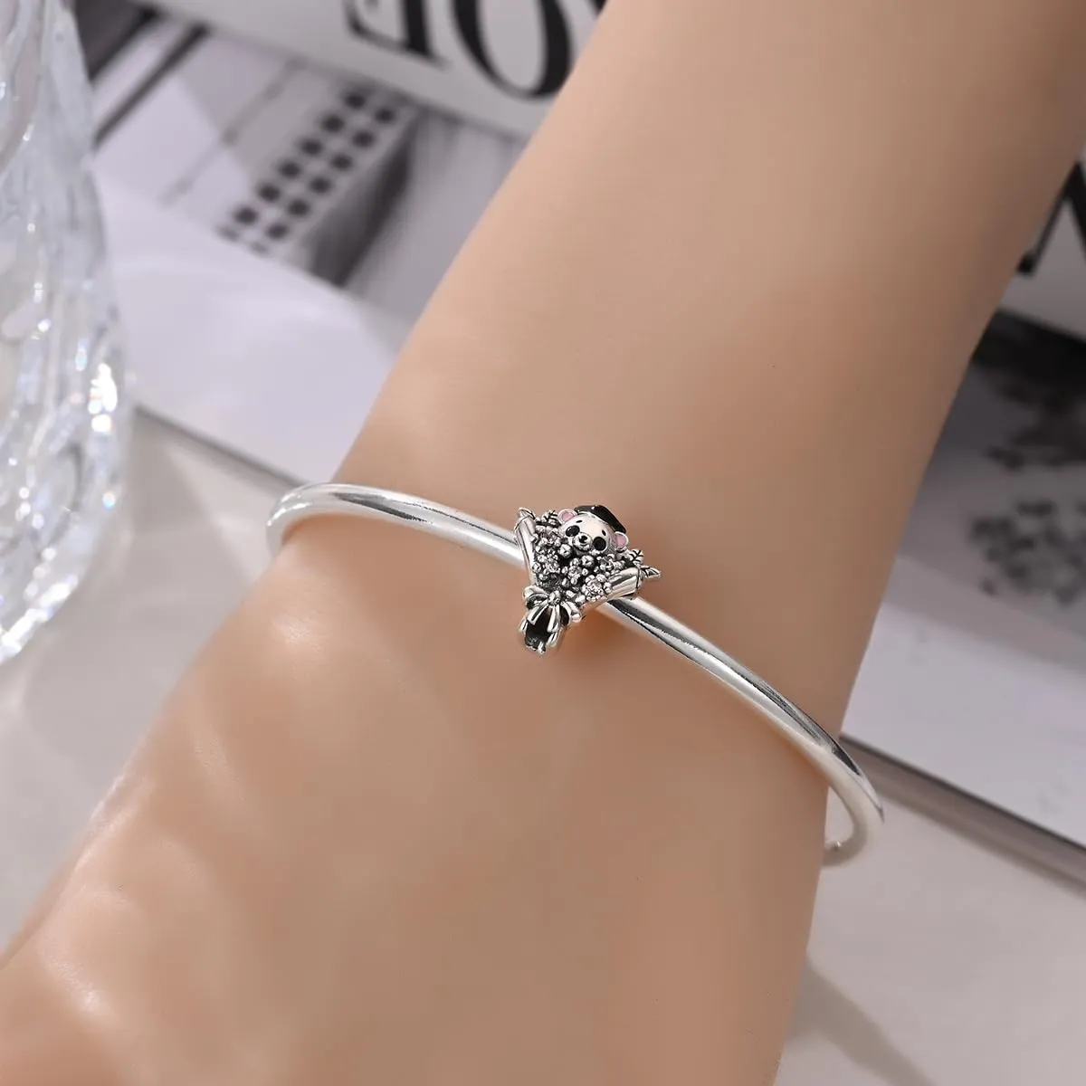 Pandach Bead Charm Ciondolo Argento Sterling 925 con Cubic Zirconia per Braccialetti e Collane Europei - immagine 4