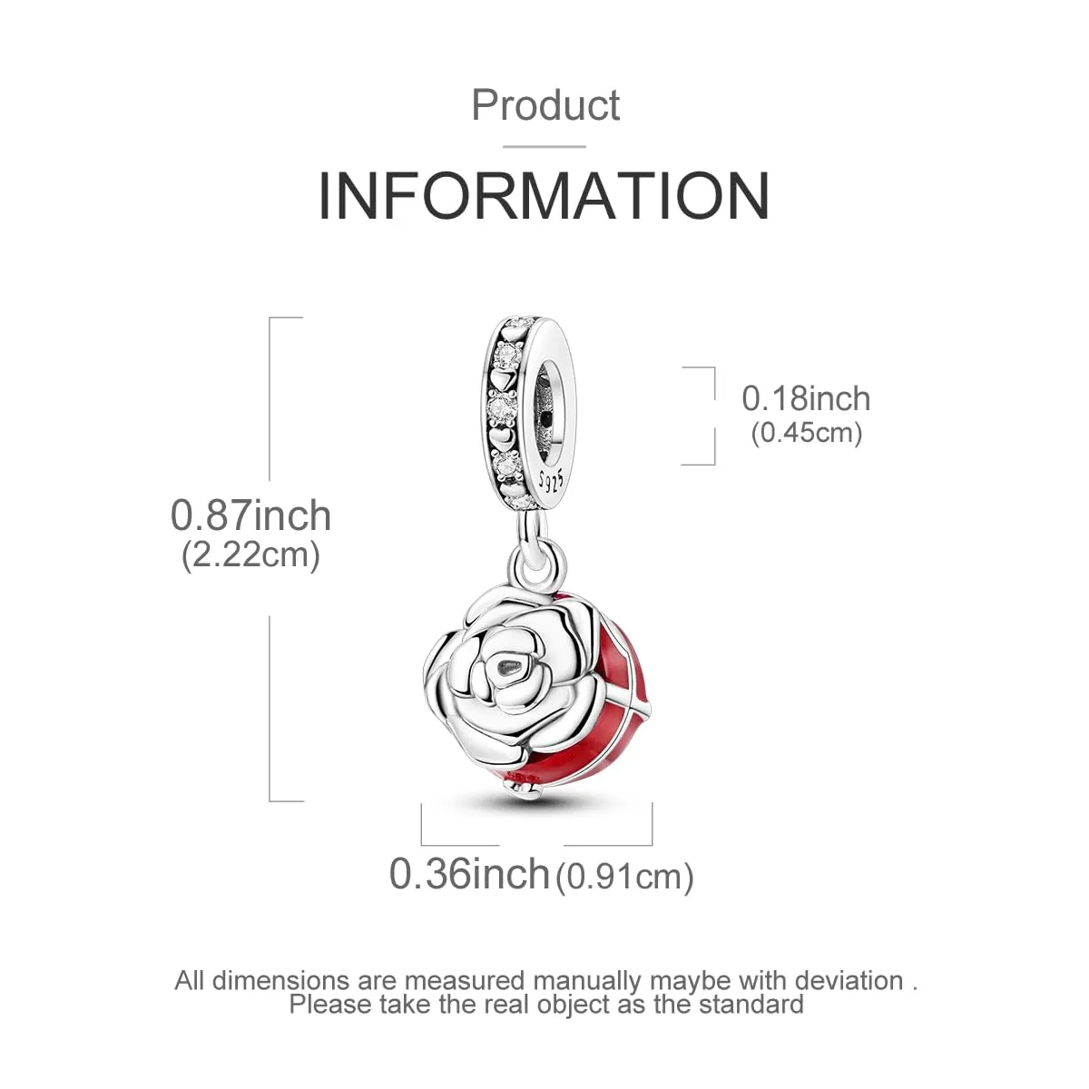 KUNSIR Ciondolo in Argento Sterling 925 con Cubic Zirconia per Braccialetti e Collane Europei - immagine 5