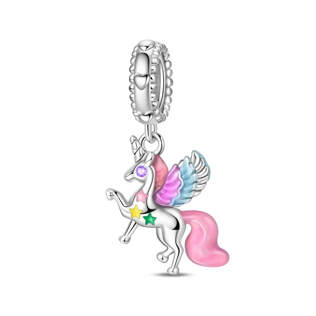 KUNSIR Bead Charm in Argento Sterling 925 con Cubic Zirconia per Braccialetti e Collane Europei - immagine 1