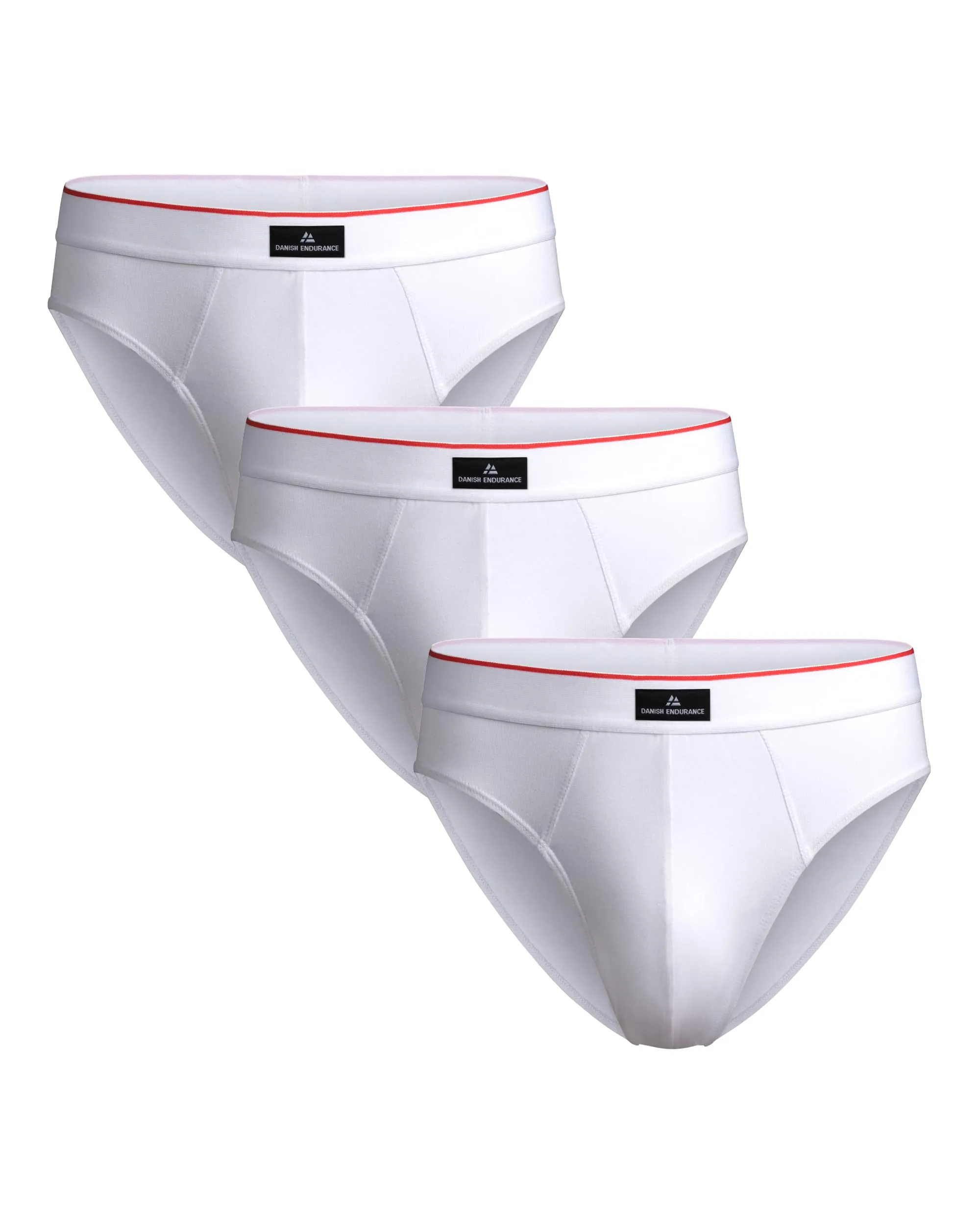 Danish Endurance Slip Uomo in Cotone, Bianco/Rosso, L - immagine 1