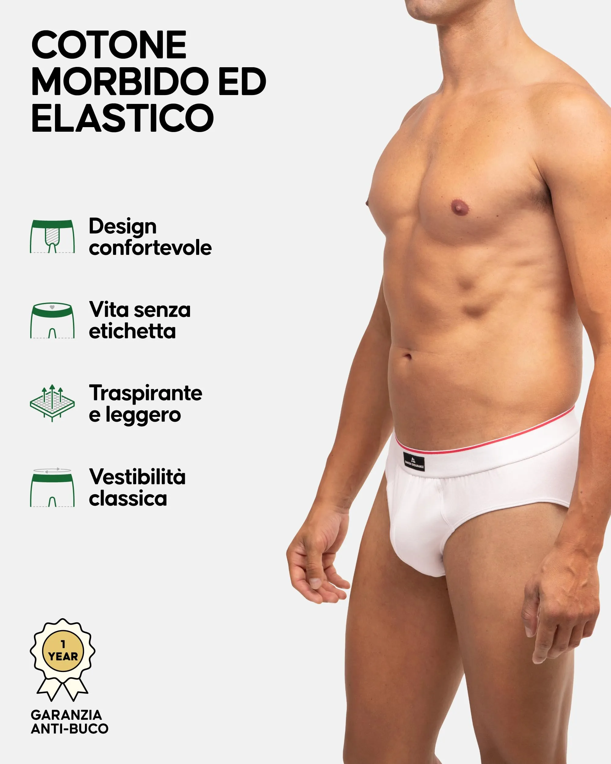 Danish Endurance Slip Uomo Cotone, 6 Paia, Bianco, L - immagine 2