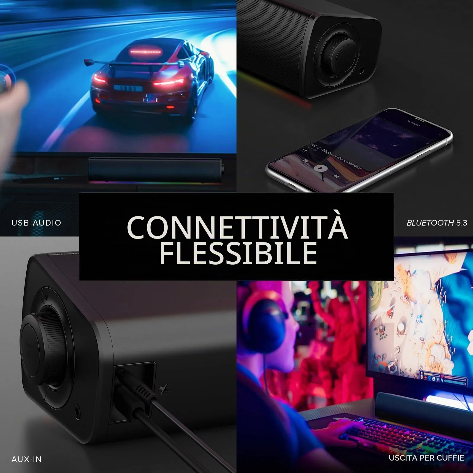 Creative Sound Blaster GS3 Gaming Soundbar - Black - RGB, SuperWide Technology, USB Powered, Bluetooth 5.4 - immagine 6