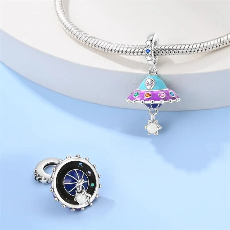 KUNSIR Bead Charm in Argento Sterling 925 con Cubic Zirconia per Braccialetti e Collane Europei - immagine 2