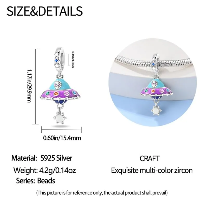 KUNSIR Bead Charm in Argento Sterling 925 con Cubic Zirconia per Braccialetti e Collane Europei - immagine 6