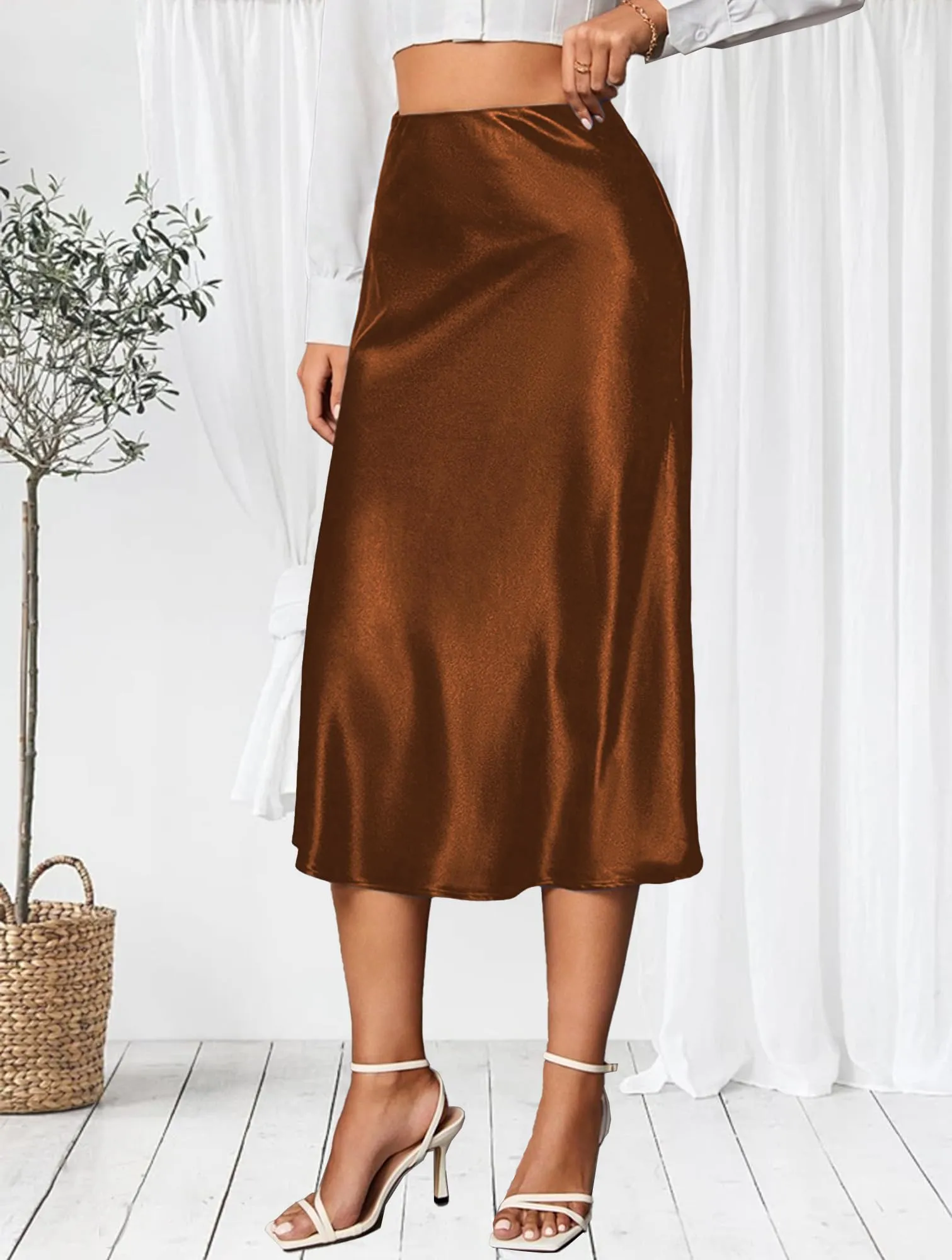 Koerye Gonna Donna Lunga in Raso Elastico Vintage Avvolgente - immagine 3