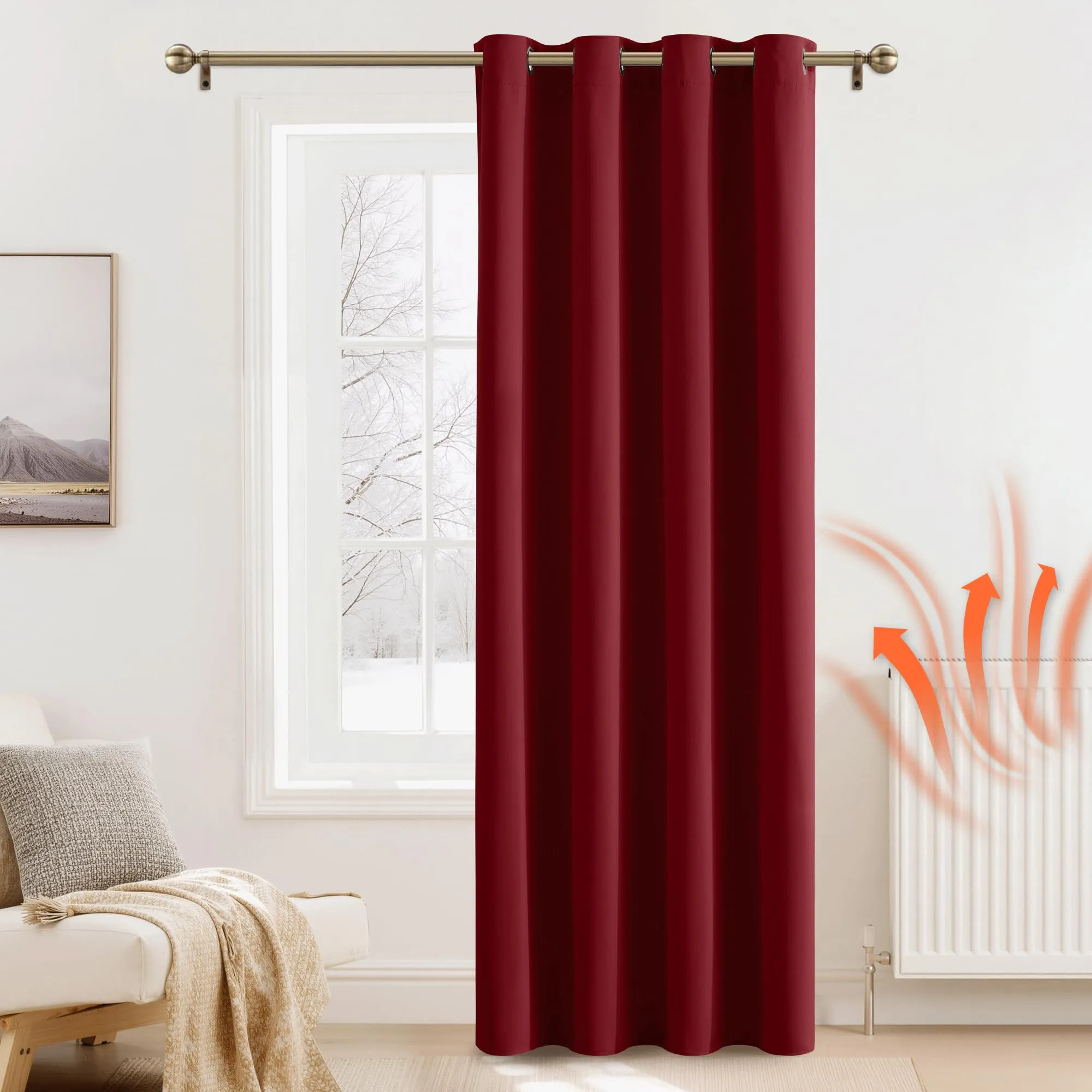 PONY DANCE Tende Oscuranti Termiche Isolanti per Camera da Letto, Rosso, 140L x 240A cm (1 Pannello) - immagine 2