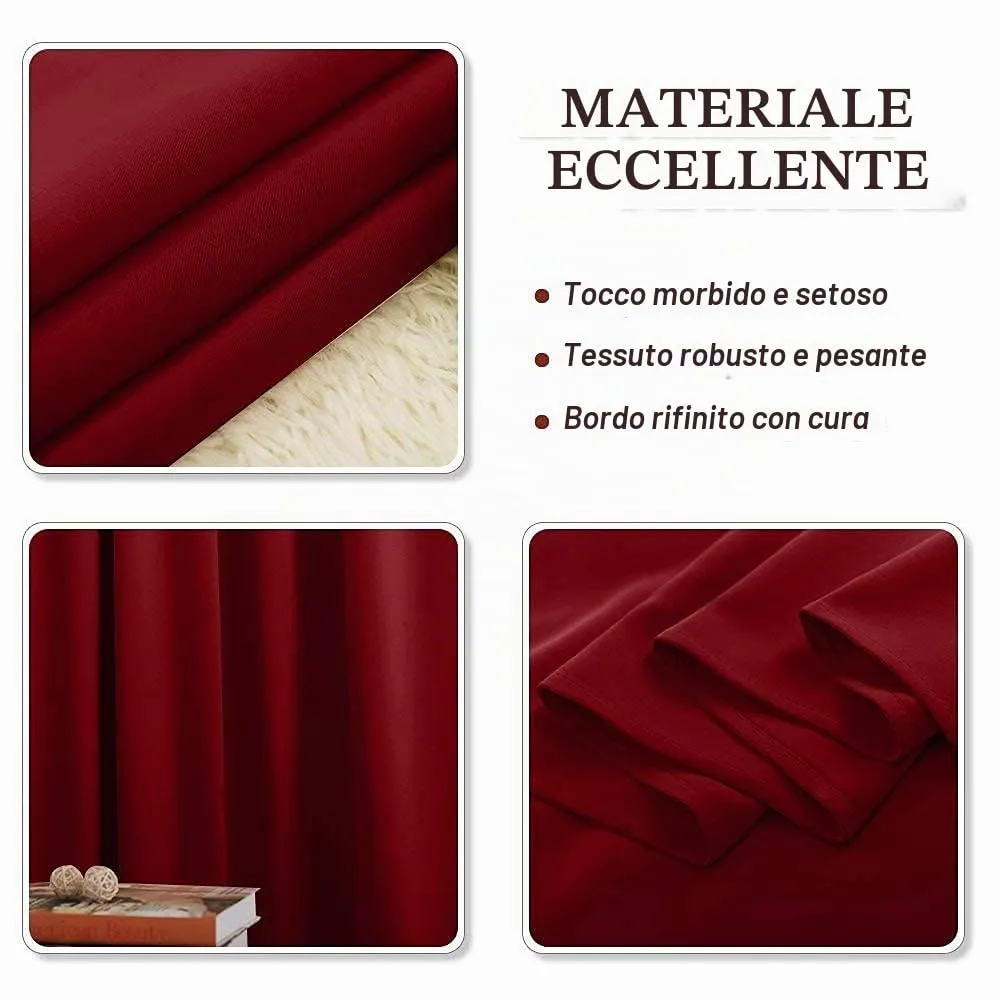 PONY DANCE Tende Oscuranti Termiche Isolanti per Camera da Letto, Rosso, 140L x 240A cm (1 Pannello) - immagine 8