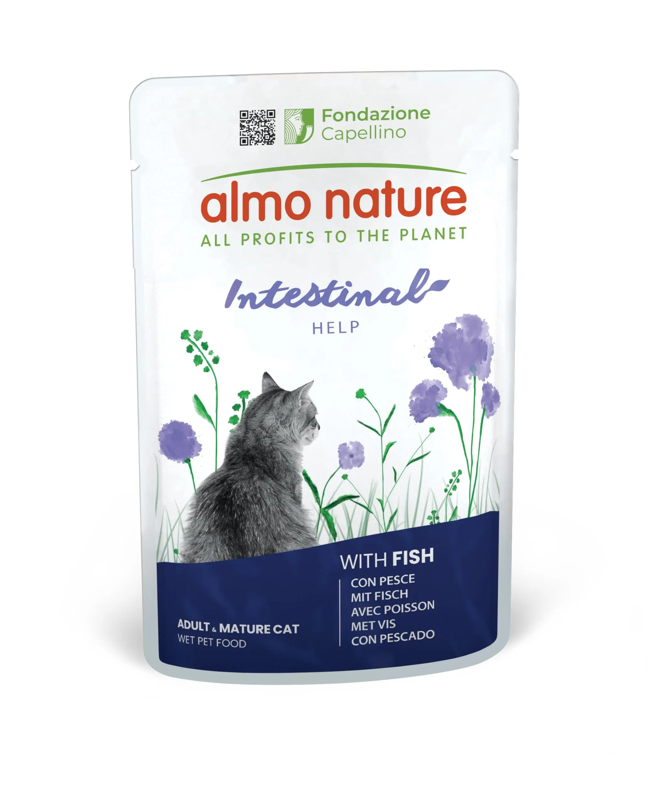 Almo Nature Functional Intestinal Help Alimento Umido per Gatti Adulti e Maturi con Pesce, 70g (Confezione da 30) - immagine 1