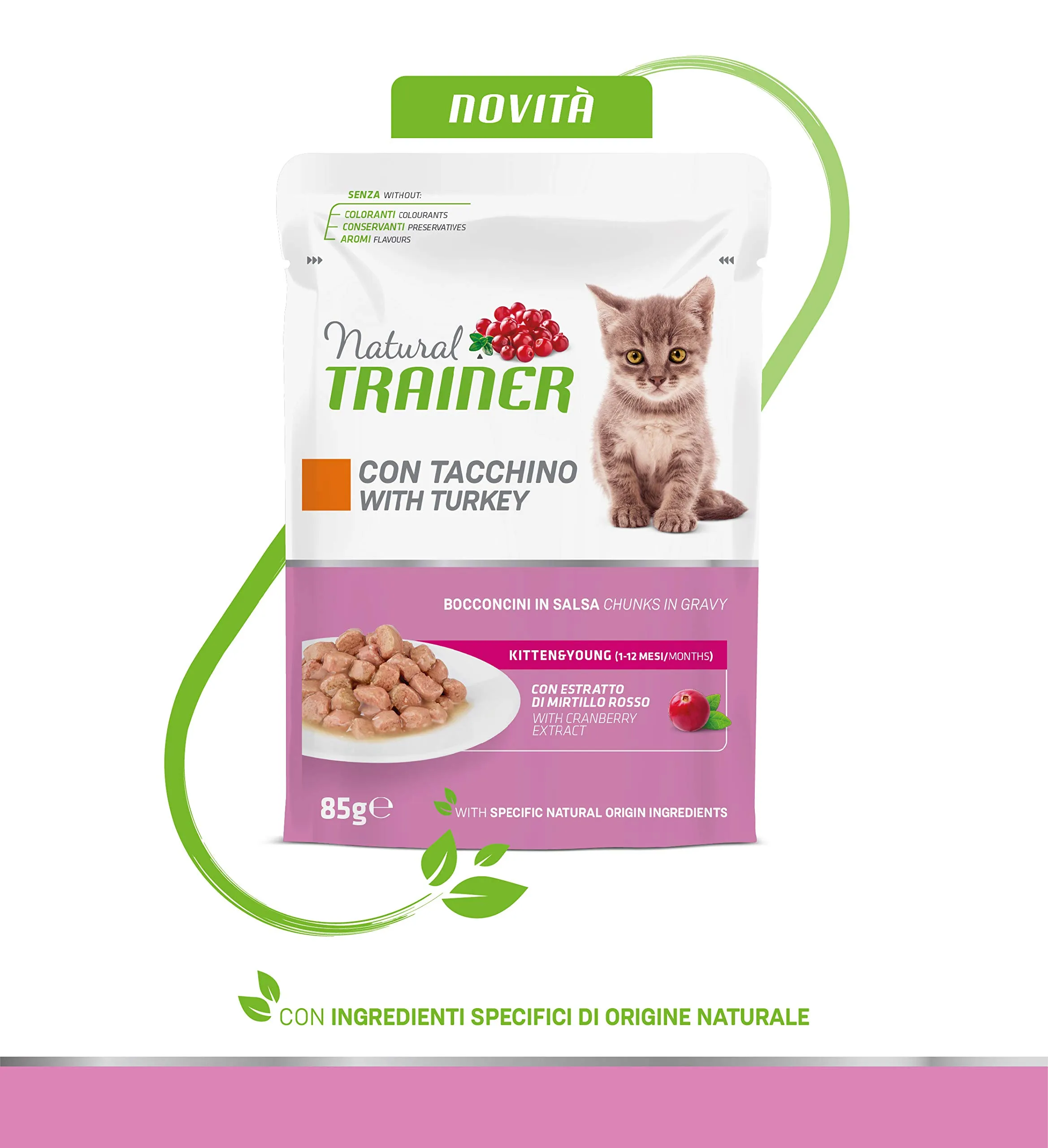 Trainer Natural Kitten & Young Cibo per Gatti con Tacchino, 12 x 85 g - immagine 3