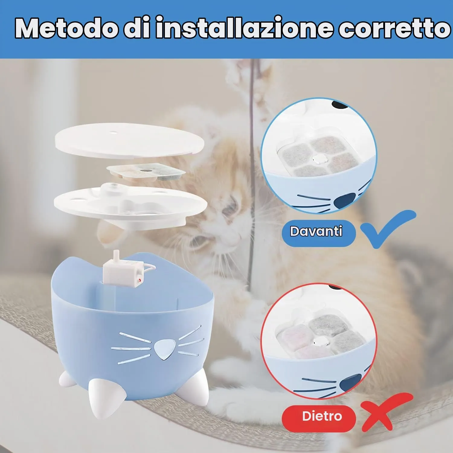 Dhohoo Filtri di Ricambio per Fontanella Gatti e Cani 2.5L con Resina e Carboni Attivi, 12 Pezzi, Bianco - immagine 5