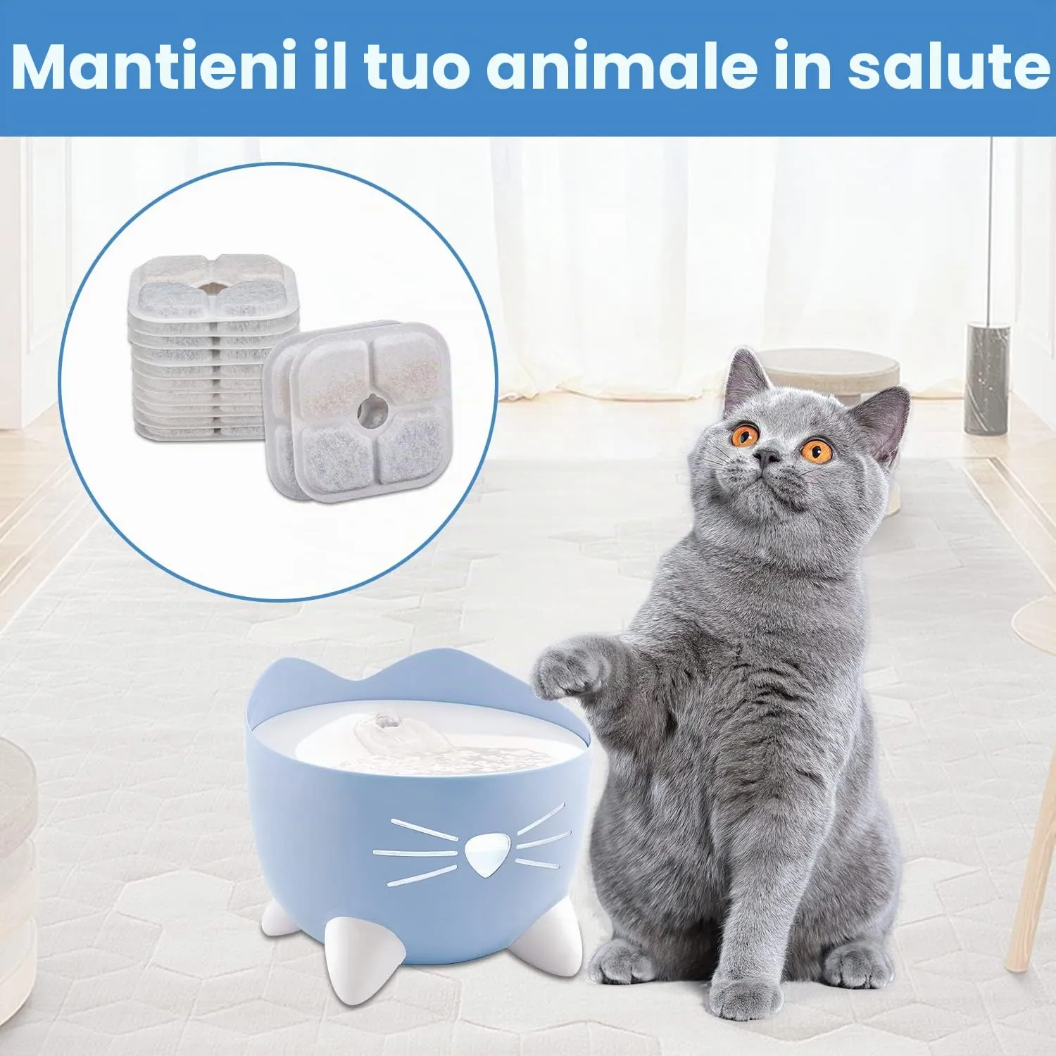 Dhohoo Filtri di Ricambio per Fontanella Gatti e Cani 2.5L con Resina e Carboni Attivi, 12 Pezzi, Bianco - immagine 6