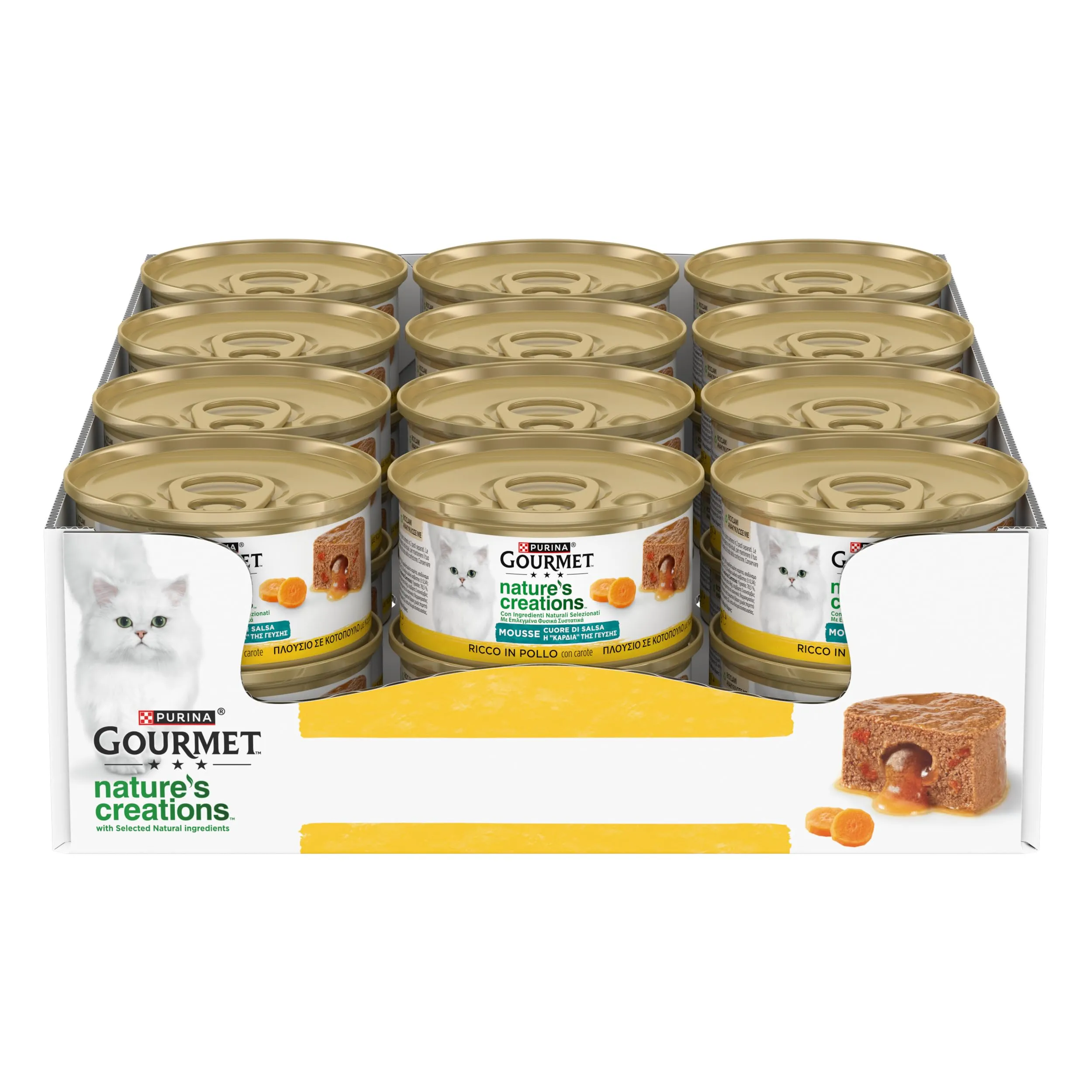 Gourmet Nature's Creations Mousse Cuore di Salsa, Pollo con Carote, Alimento Umido per Gatti, 85g - immagine 1