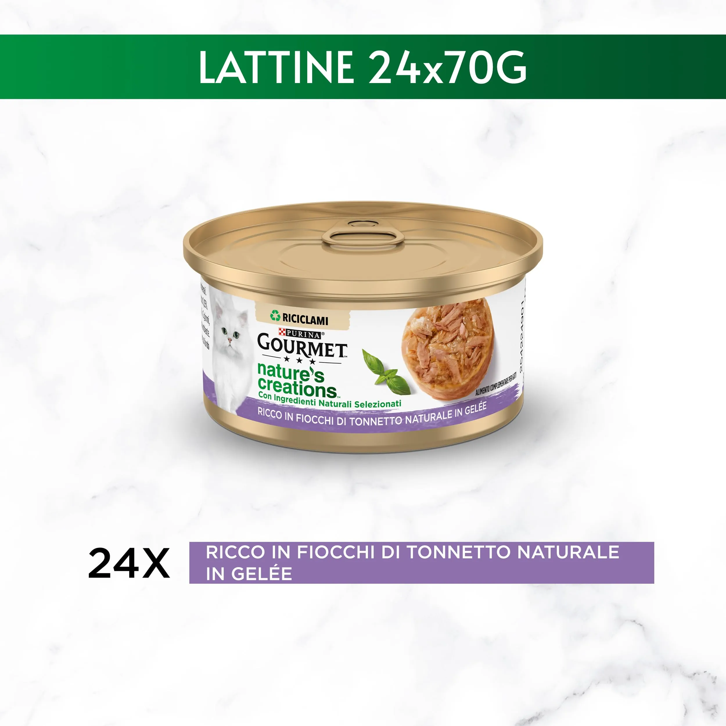 Gourmet Nature's Creations Cibo Umido per Gatti Adulti Fiocchi di Tonnetto Naturale in Gelée, 24 x 70g - immagine 3