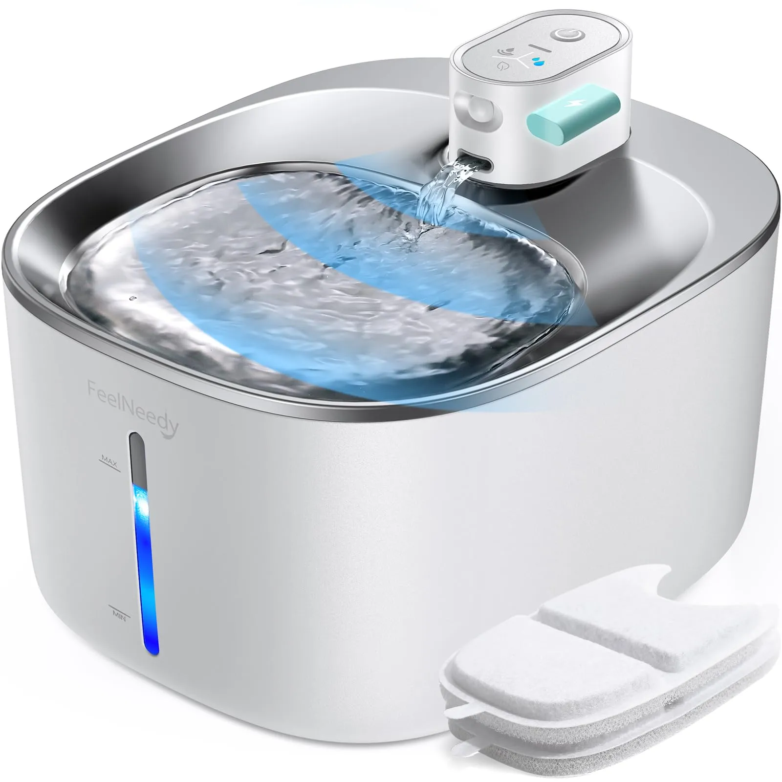 FEELNEEDY Fontanella per Gatti senza fili con Batteria e Sensore di Movimento, 4L, YPD-C004 - immagine 1