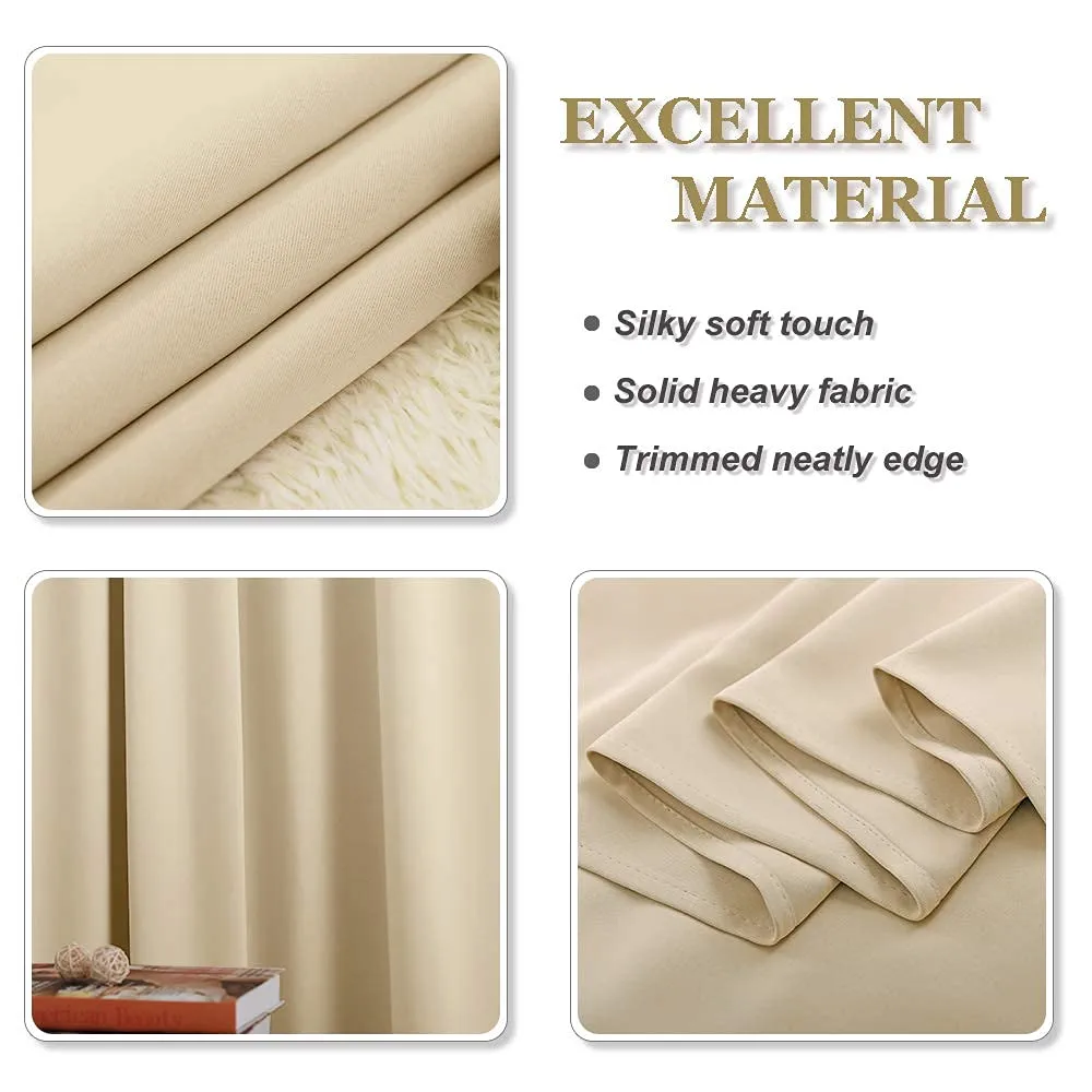 PONY DANCE Tende Termiche Isolanti Oscuranti con Anelli, 1 Pezzo, 132 x 90 cm, Beige - immagine 8